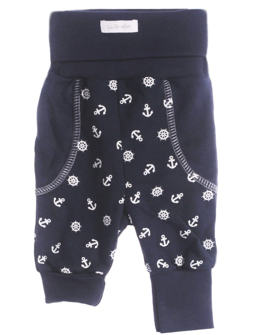 Schlupfhose Baby Hose in Blau mit Anker Muster Mitwachshose für Kinder