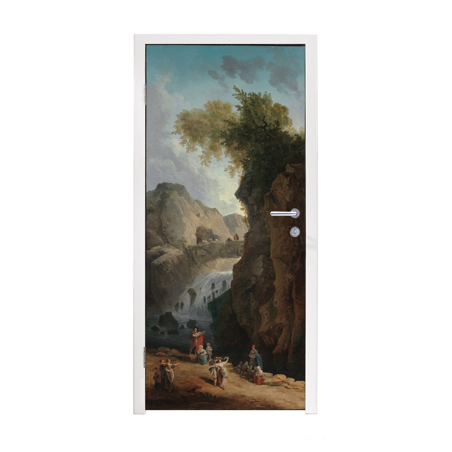 MuchoWow Türtapete Der Tanz - Gemälde von Hubert Robert, Matt, bedruckt, (1 St), Fototapete für Tür, Türaufkleber, 75x205 cm