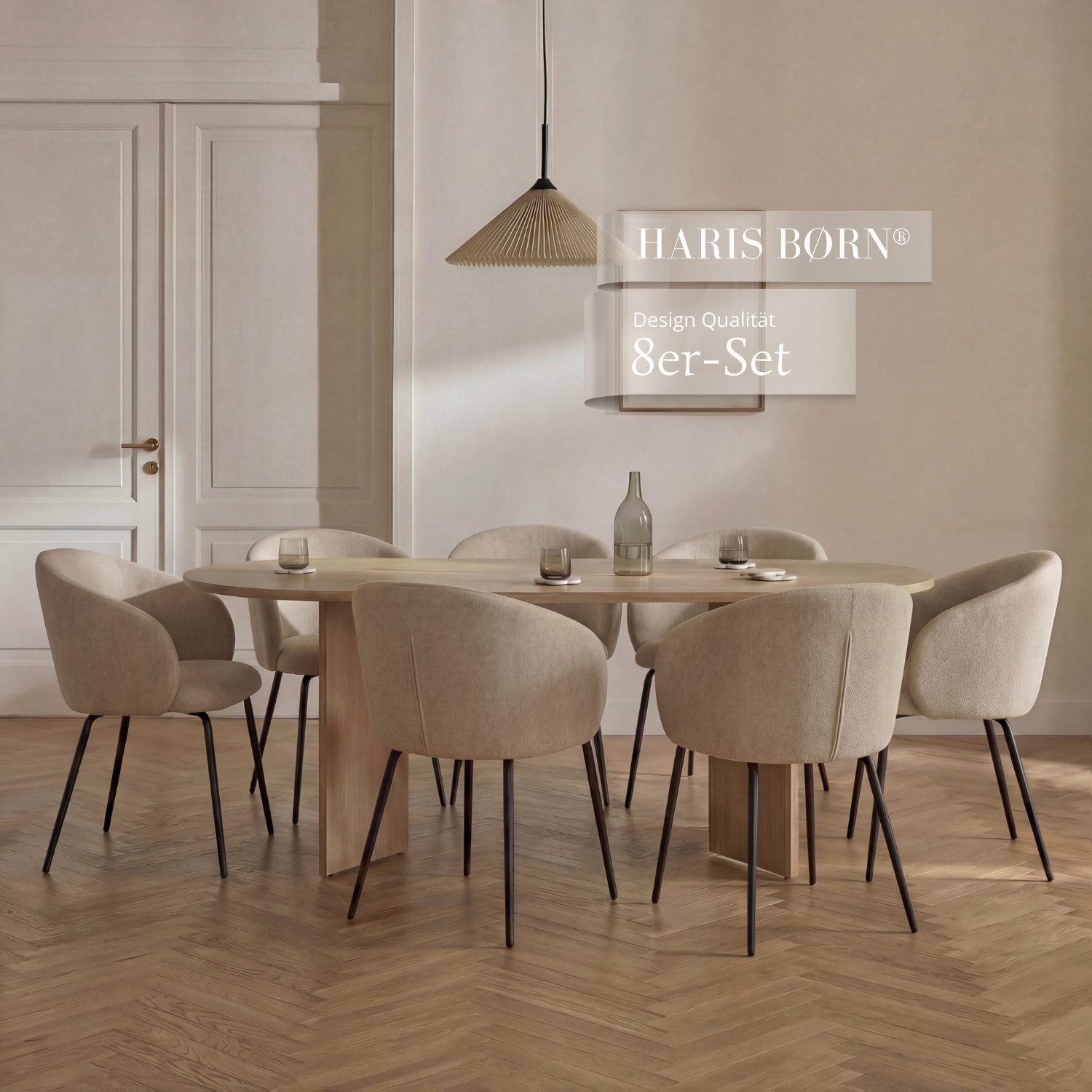 Haris Børn Esszimmerstuhl NØR Bequeme Polster Esszimmerstühle mit Armlehne - Esstisch Stühle (Set), Stuhlbeine aus Premium Stahl