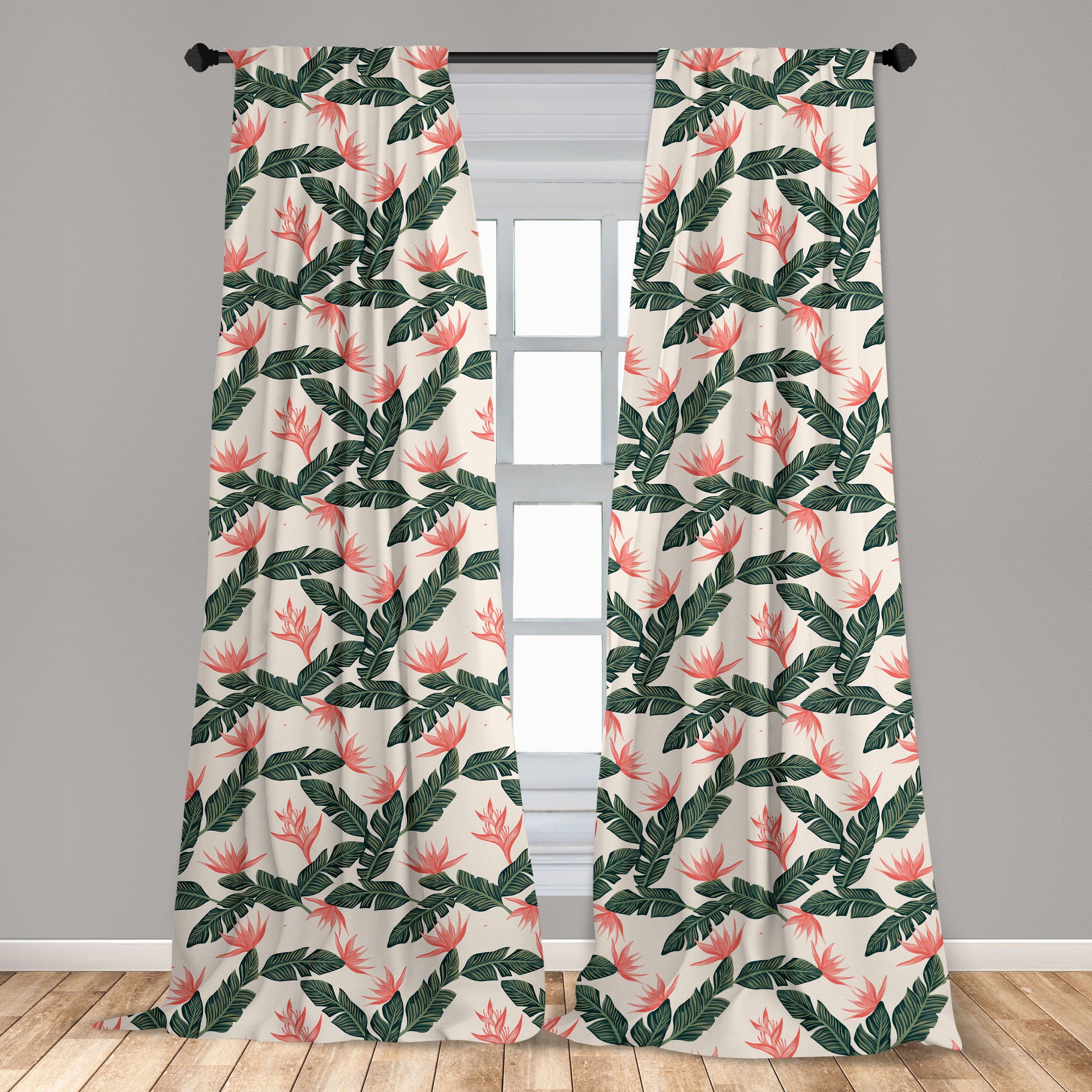 Gardine Vorhang für Blätter Abakuhaus, Microfaser, Schlafzimmer und Exotische Urwald Flora Wohnzimmer Dekor