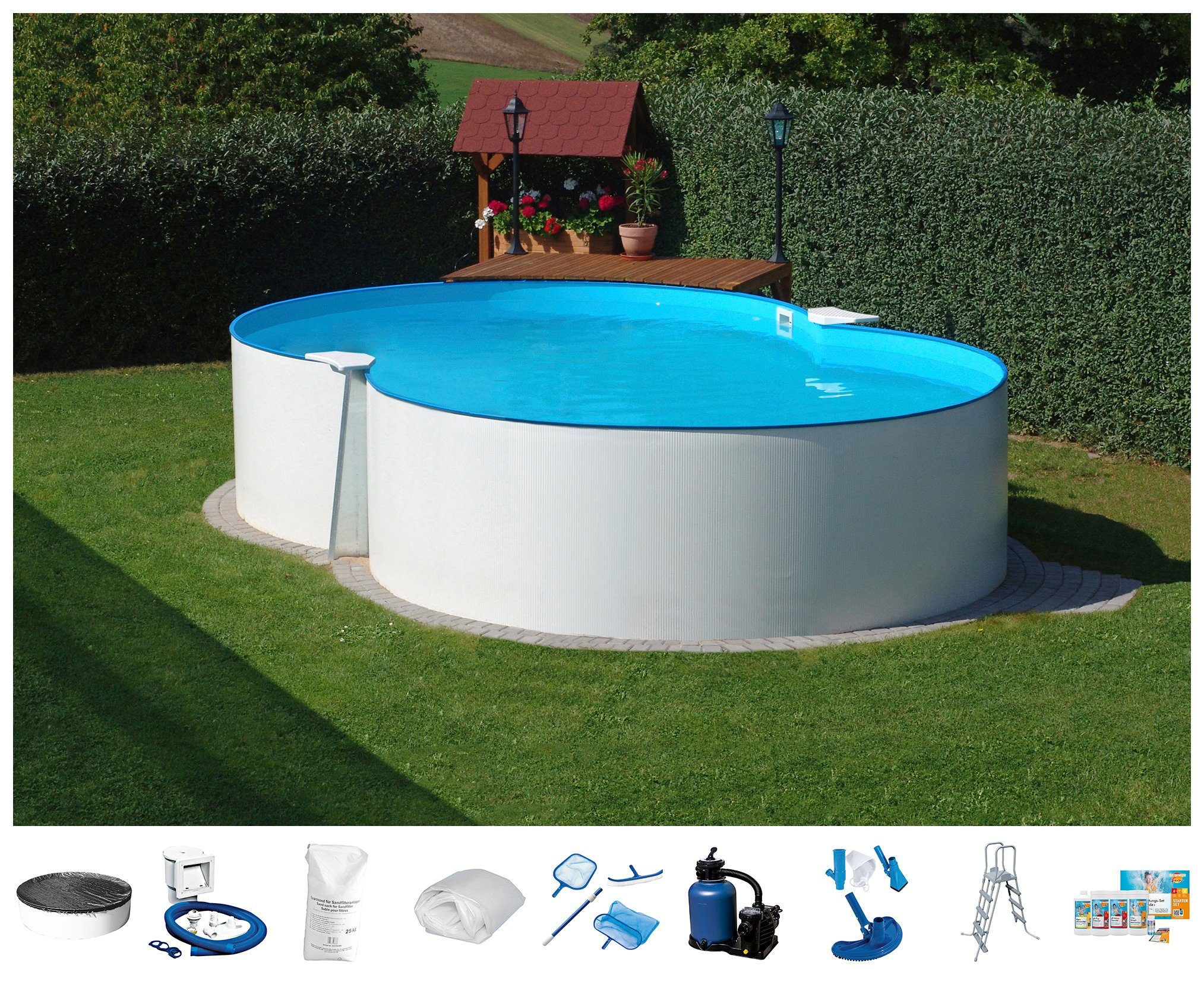 Clear Pool Komplettset (10tlg.) Achtformpool inkl. Sandfilteranlage