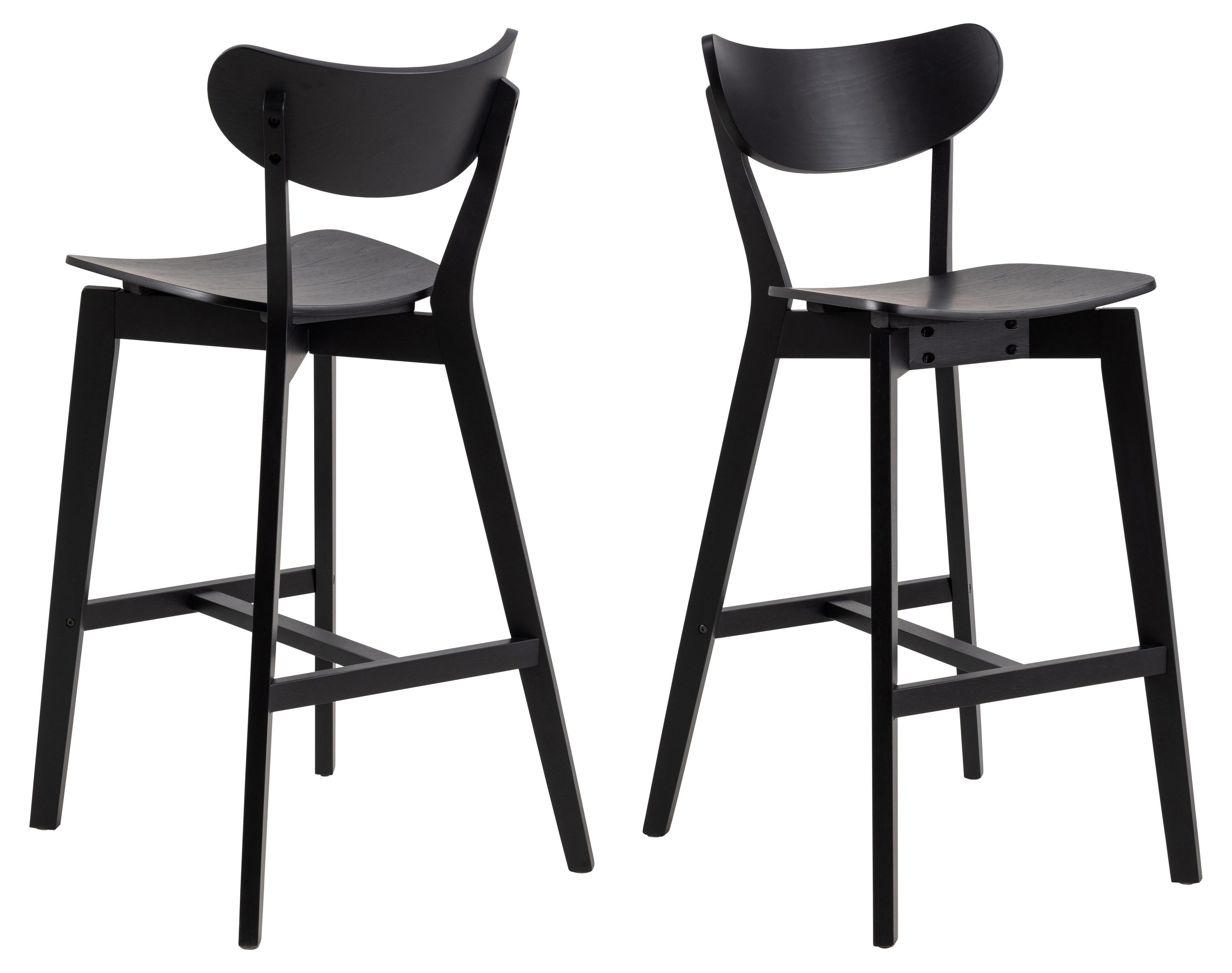 Barhocker (2er-Set) in schwarz, Massicholz - 45x105x49cm (BxHxT)