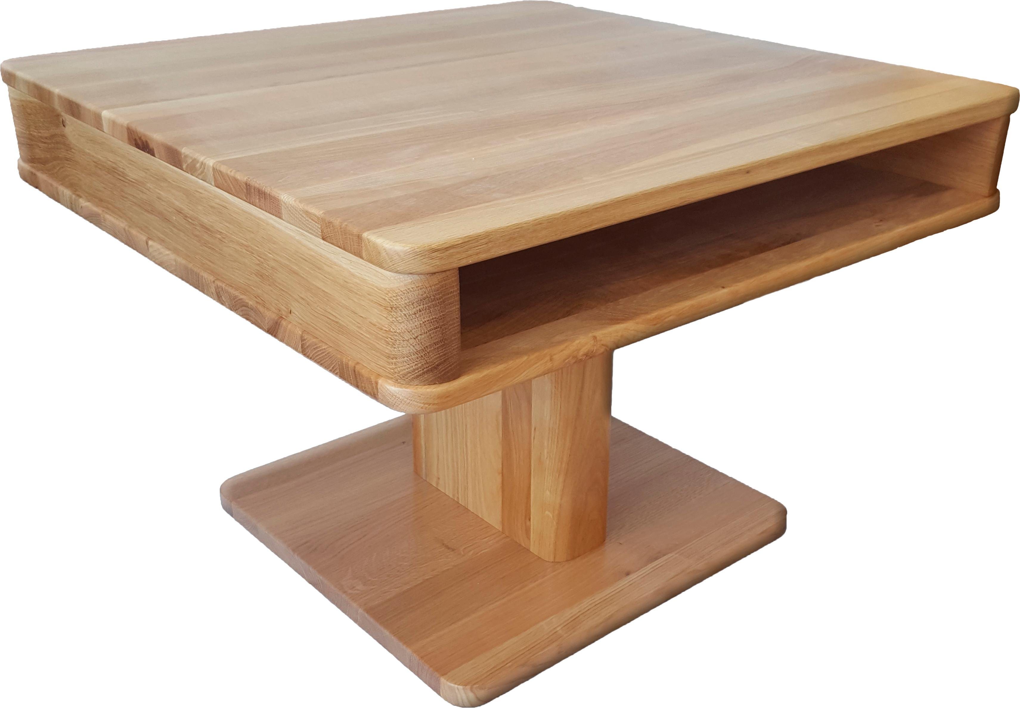 Couchtisch auf Rollen aus massiver Wildeiche, Breite 70 cm Couchtisch auf Rollen aus massiver Wildeiche, Breite 70 cm
