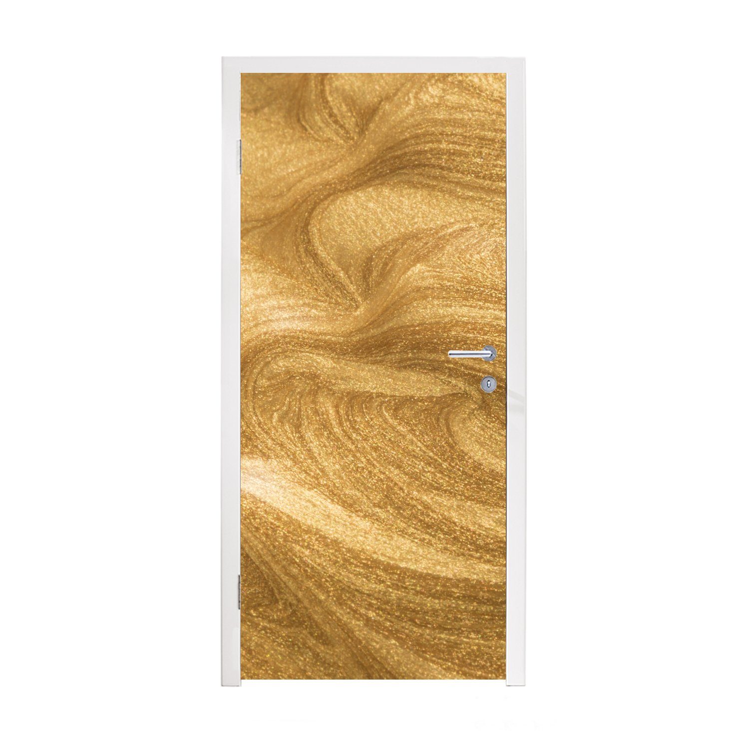 Fototapete Ein (1 MuchoWow Türtapete Matt, Glitzern, für cm mit Tür, bedruckt, Hintergrund 75x205 Türaufkleber, St), goldener