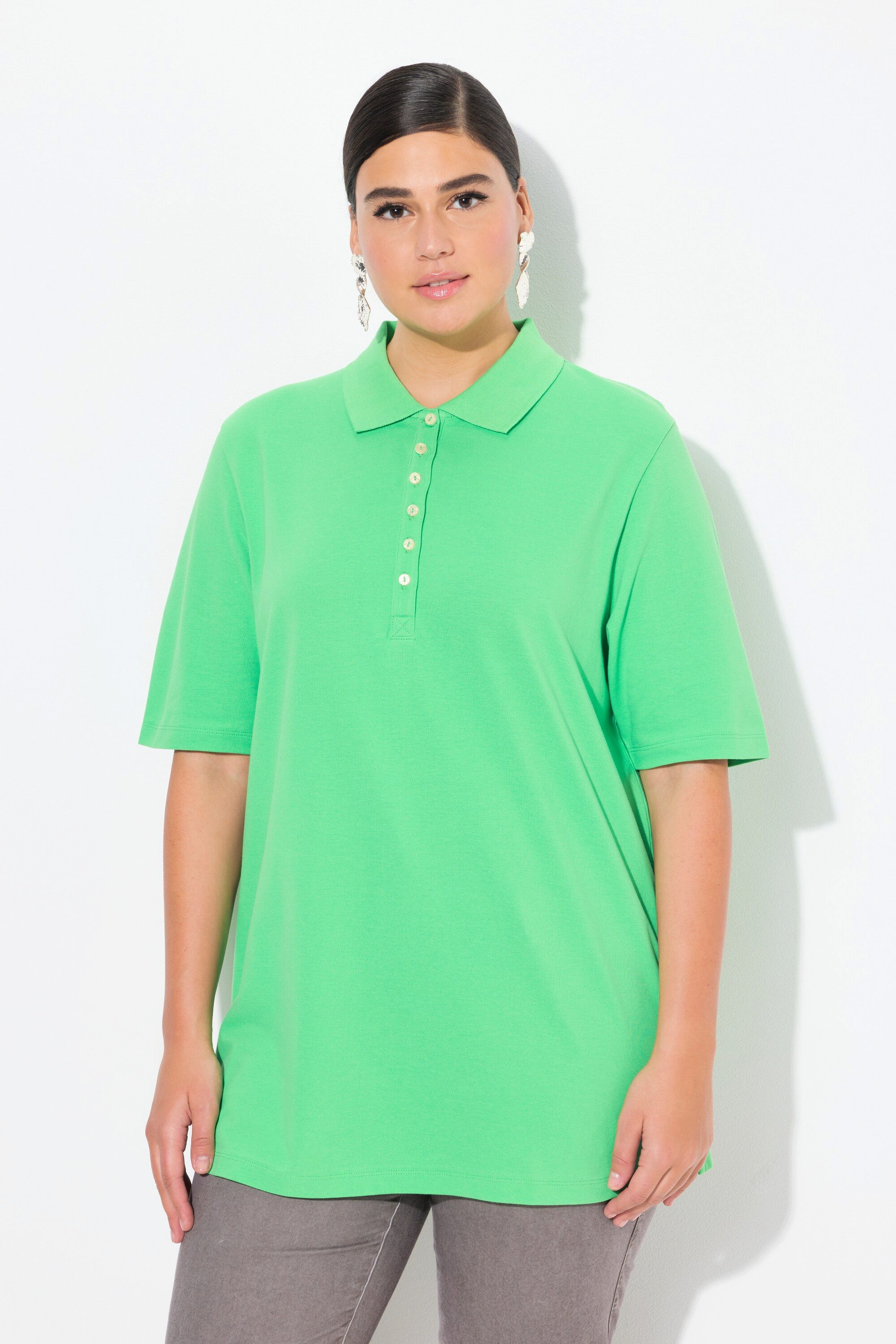 Ulla Popken T-Shirt Poloshirt Piqué Polokragen günstig online kaufen