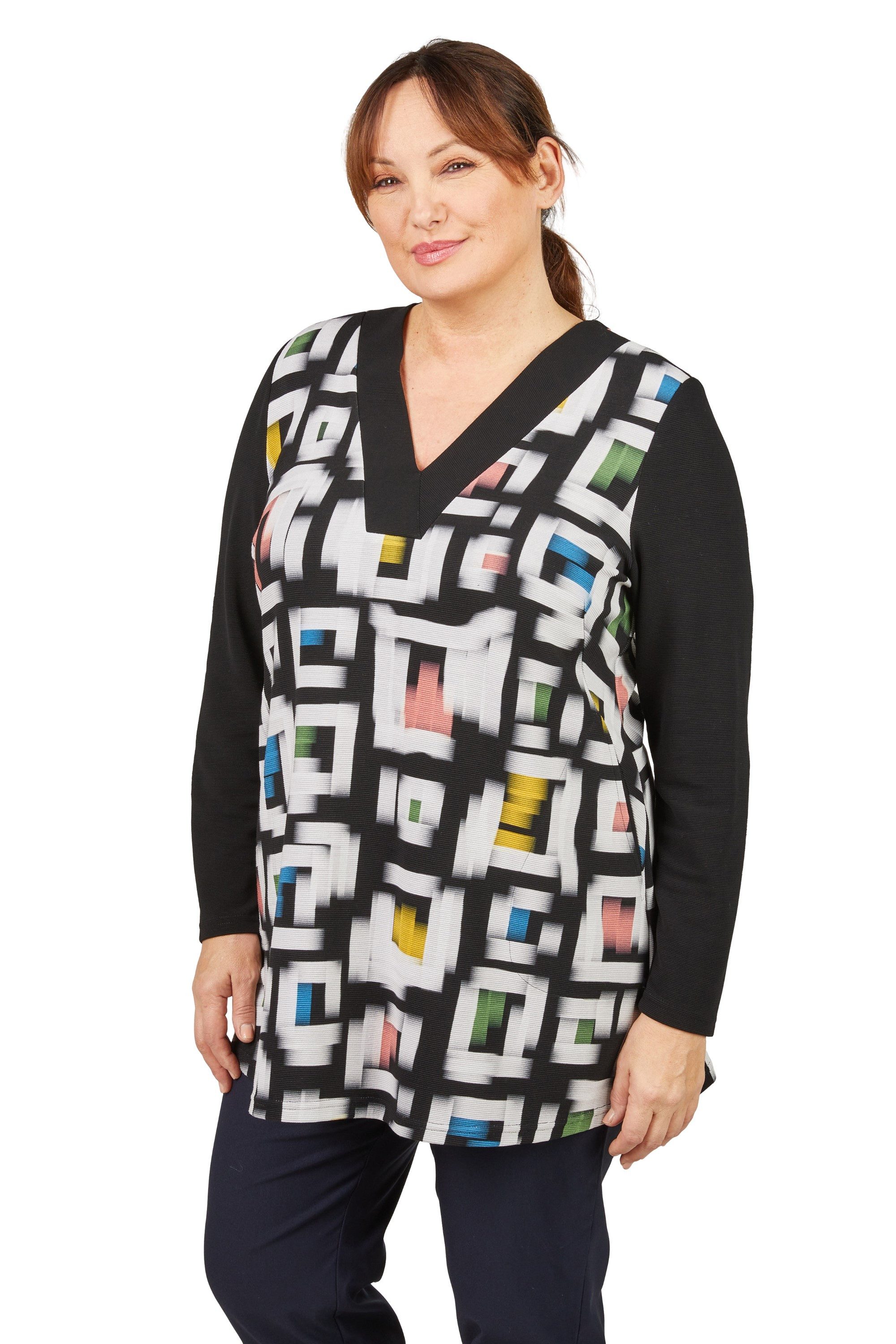 Mona Lisa Longpullover Große Größen ausdrucksvoller Pullover in Rippstruktur