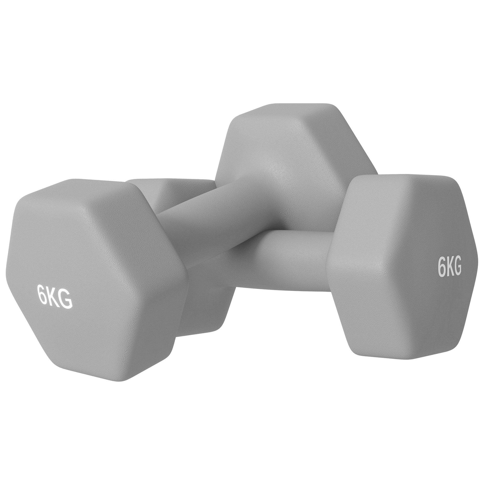 SPORTNOW Hantel-Set Hanteln mit Gewichten, Kurzhanteln aus Gusseisen, 2x6 kg, Zuhause, (Kurzhantel-Set, sechseckiges Design), bodenfreundlich, rutschfest, Grau