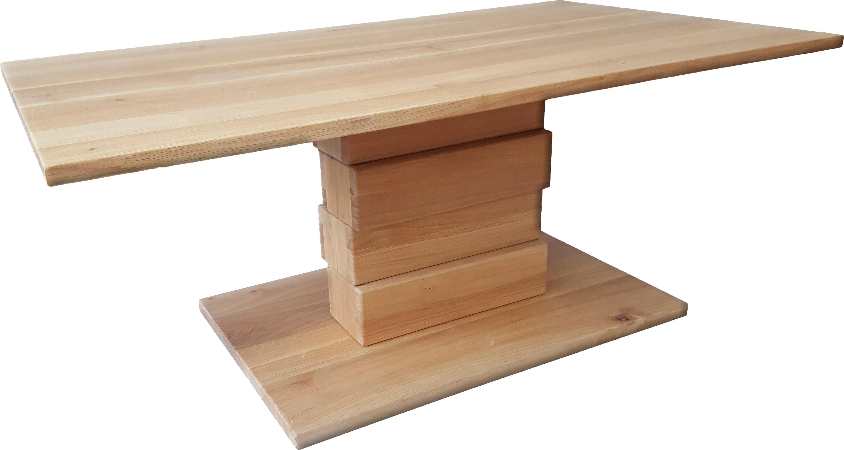 Couchtisch auf Rollen aus massiver Wildeiche, Breite 110 cm Couchtisch auf Rollen aus massiver Wildeiche, Breite 110 cm