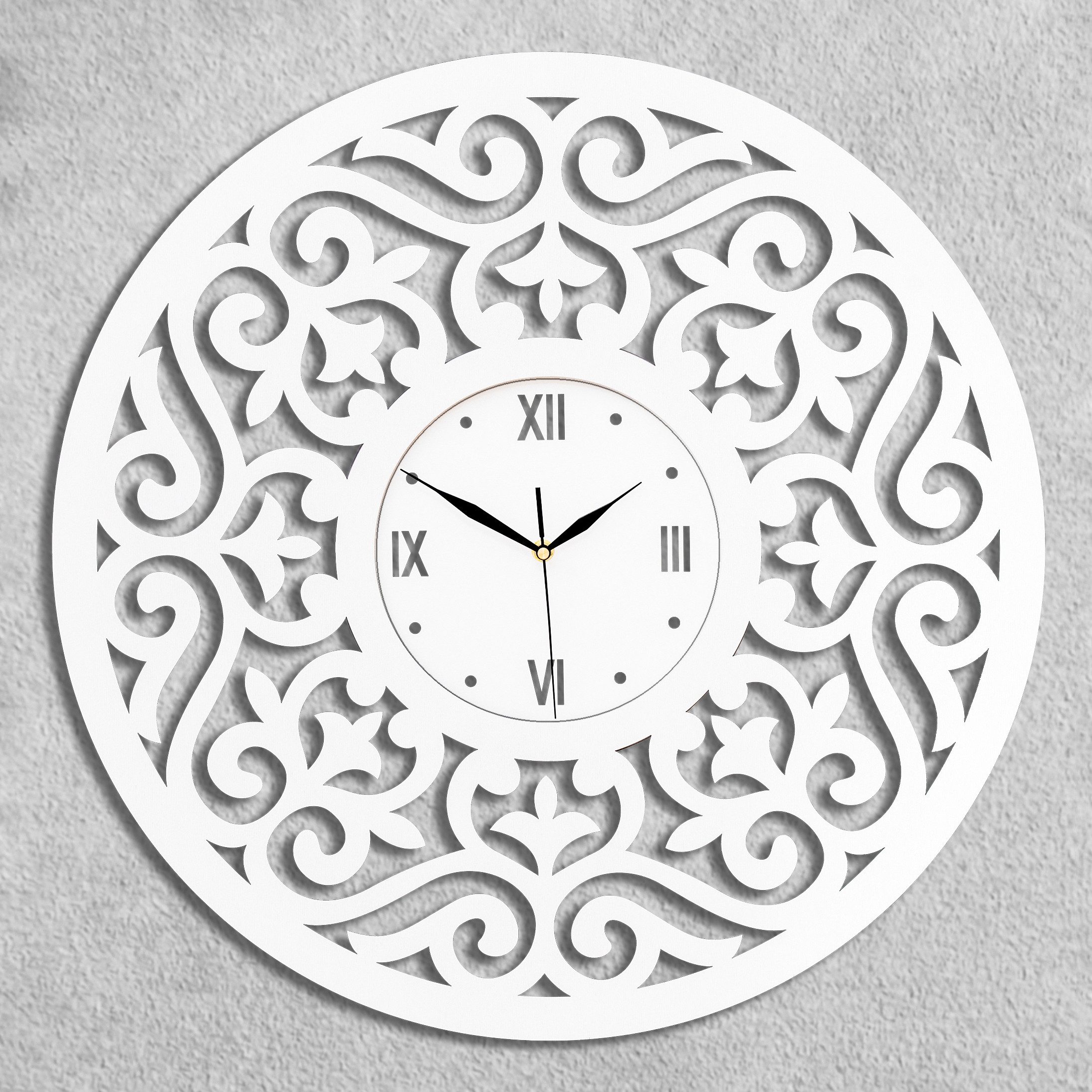 ORNAMENTI Wanduhr Boho Stil, grosse, Mandala, Rosette, hingucker, holz, 3 Grossen (Handmade, Yoga, ohne Ticken, Ornament, Wanddeko, Holzdeko)