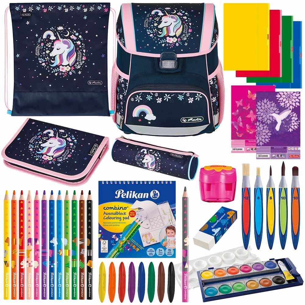 Herlitz Schulranzen Set Loop Plus 14-teilig Special Edition 2024 Mädchen Unicorn