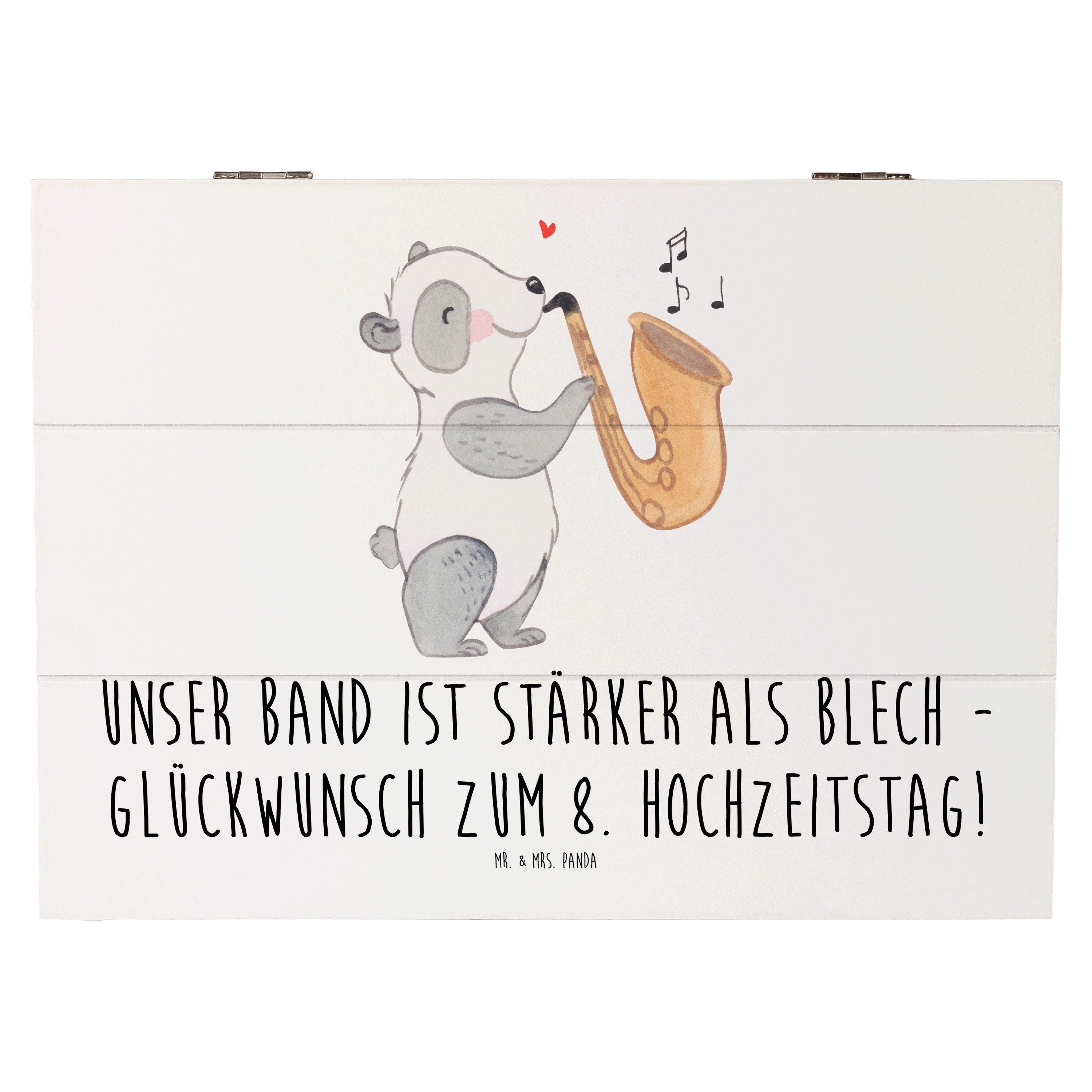 Dekokiste 25 x 18 cm 8. Hochzeitstag Blechhochzeit - Weiß - Geschenk, Verbunden