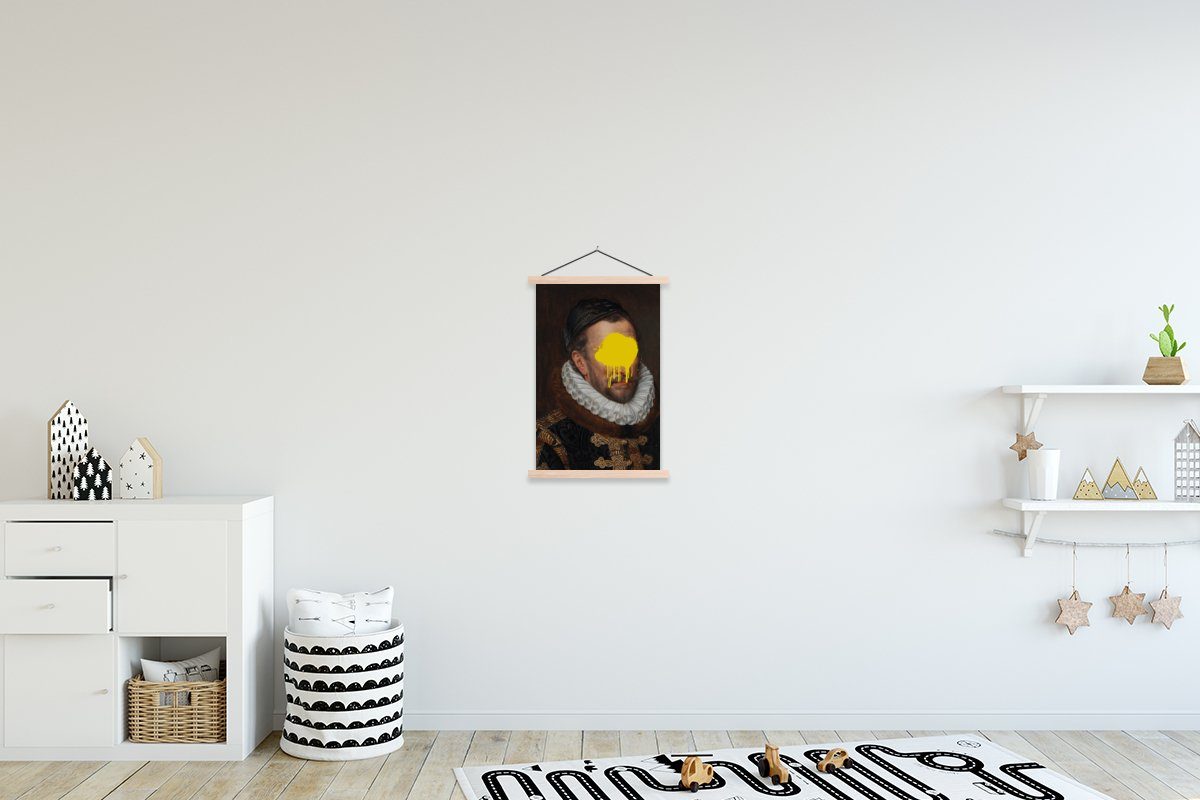 Wohnzimmer, für Bilderleiste, (1 Thomasz Textilposter Magnetisch Wilhelm Gelb, MuchoWow - Poster Posterleiste, Oranien St), - von Adriaen