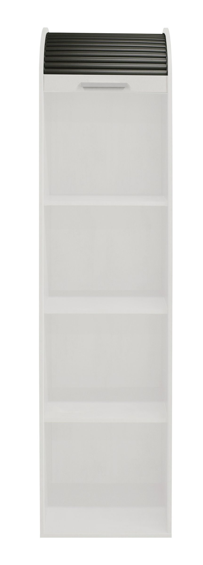 möbelando Jalousieschrank Jalousieschrank in weiß matt lack / graphit mit 2 Einlegeböden