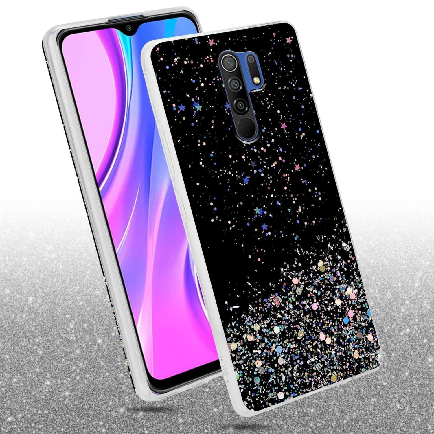 Cadorabo Handyhülle für Xiaomi RedMi 9 Hülle Xiaomi RedMi 9, Flexible TPU Silikon Handy Schutzhülle - Hülle - mit Glitzer