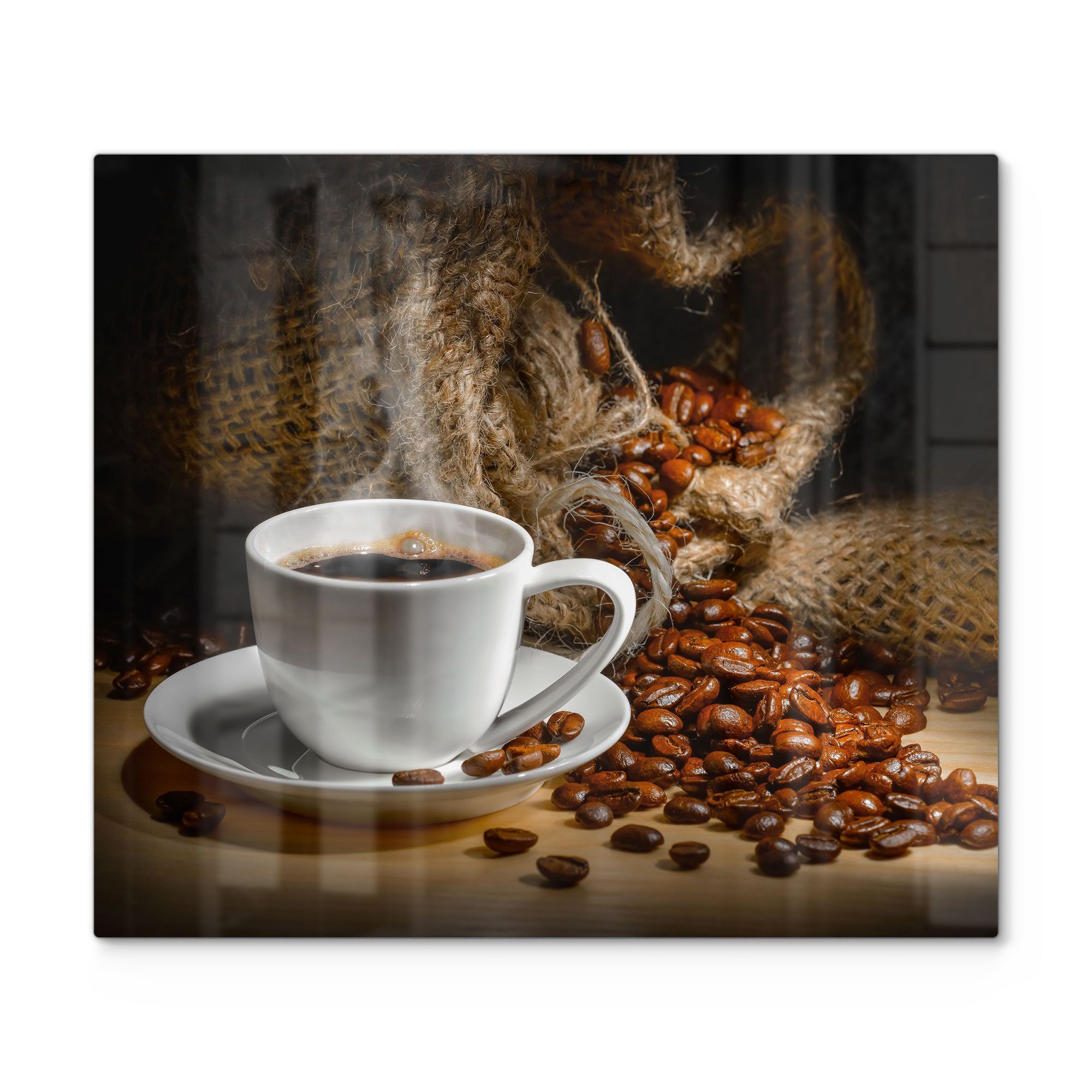DEQORI Herdblende-/Abdeckplatte 'Bildlicher Kaffeegenuss', Glas, (1 tlg), Herdabdeckplatte Ceranfeld Herd Platte Abdeckung Glasplatte