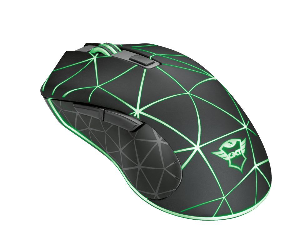 Trust GXT 133 Locx Gaming-Maus (kabelgebunden, Beidhändig, atmende Beleuchtung in 4 Farben, 1.8m Kabel)