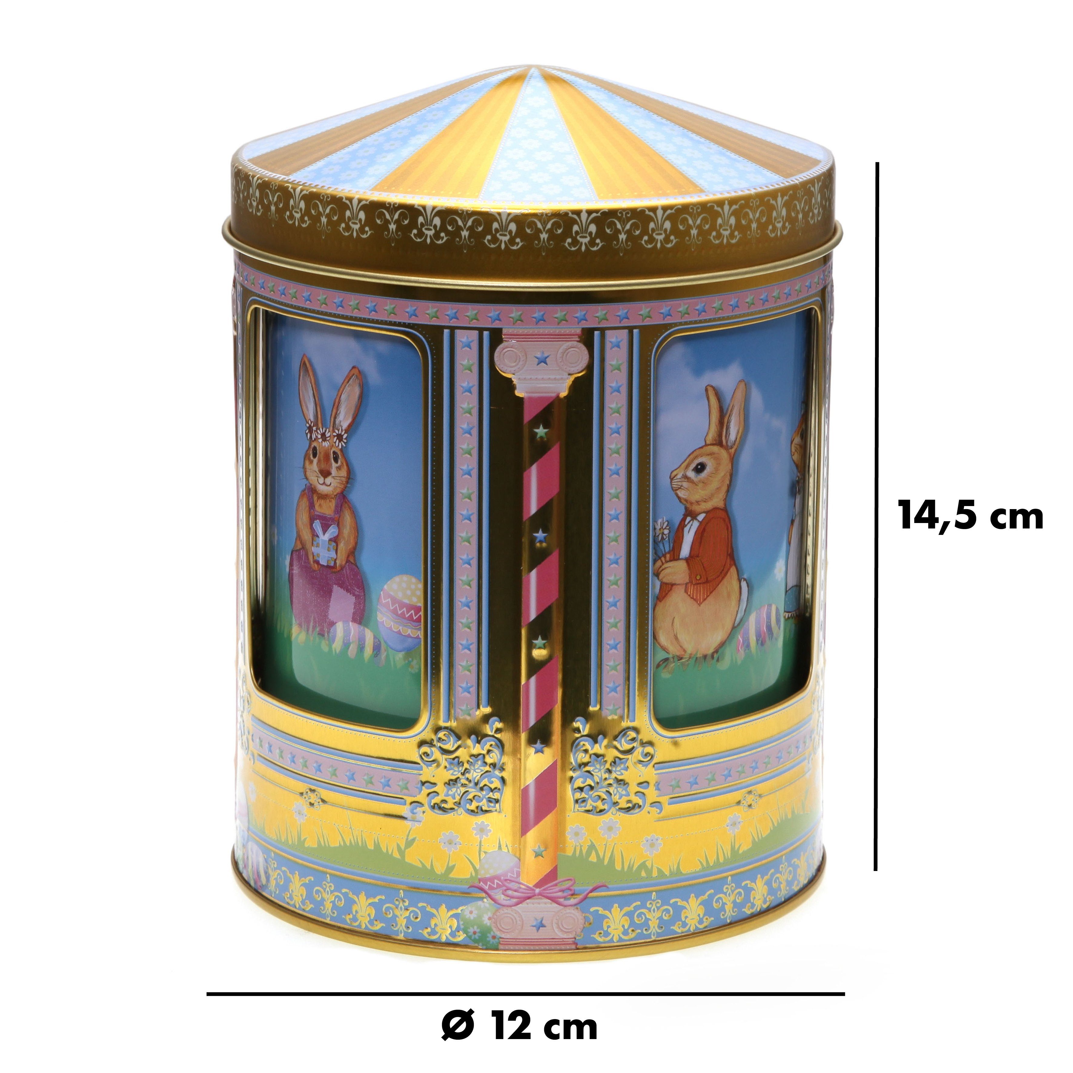 mit POWERHAUS24 zylinderförmige Klassische Blechdose Keksdose Spieluhr, Blech