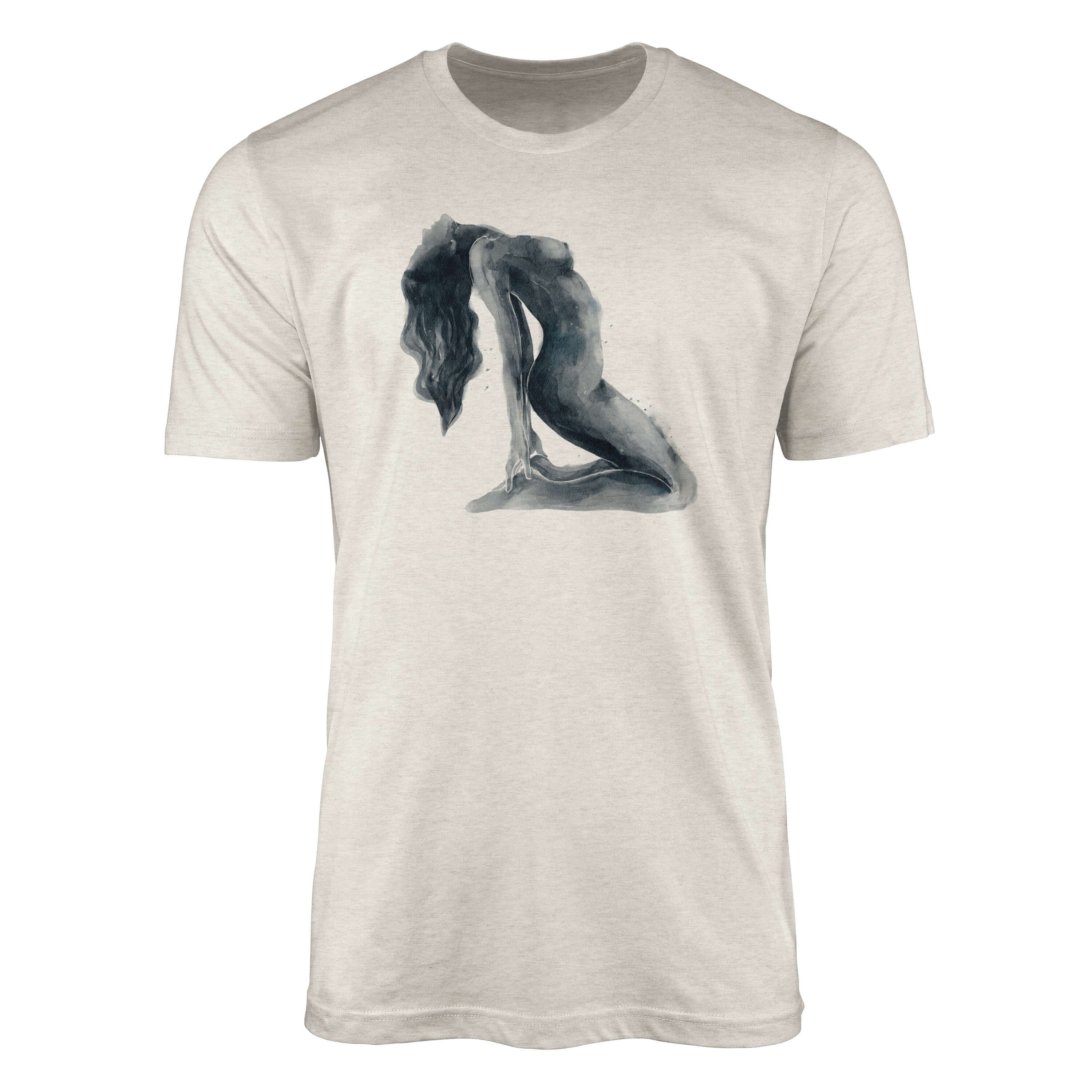 Sinus Art T-Shirt Herren Shirt 100% gekämmte Bio-Baumwolle T-Shirt Akt Aquarell junge Frau Motiv Nachhaltig Ökomode a (1-tlg)