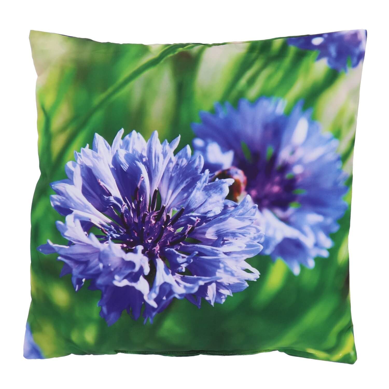 esschert design Dekokissen Kleines Outdoor Kissen aus Polyester mit Blumenmuster KORNBLUME