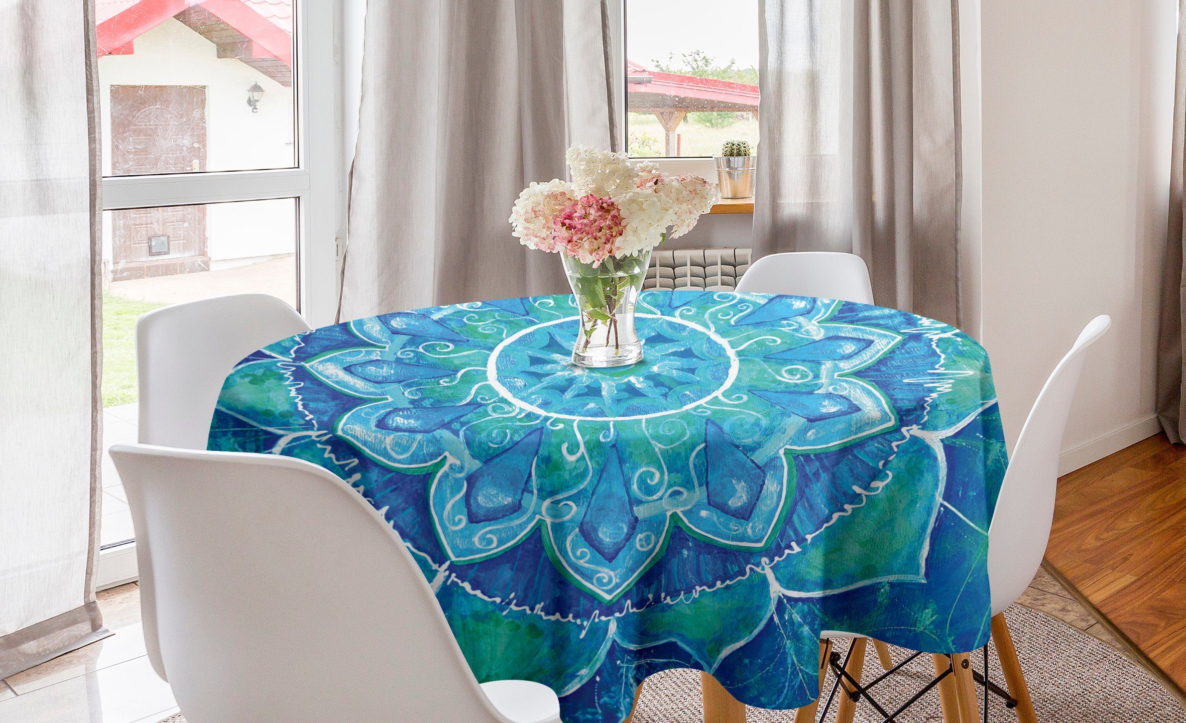 Abakuhaus Tischdecke Kreis Tischdecke Esszimmer Dekoration, Abdeckung Moderne Grunge Küche Mandala für