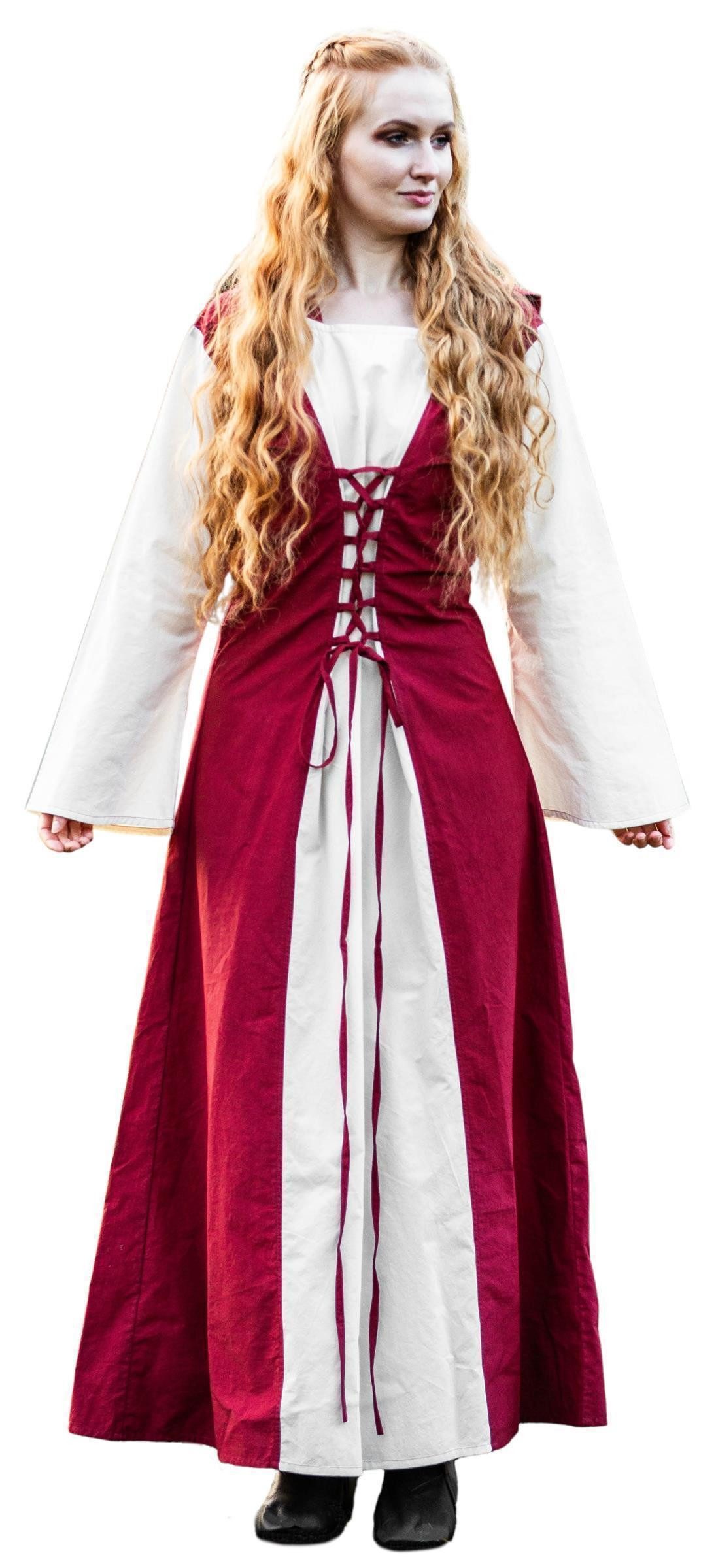Leonardo Carbone Burgfräulein-Kostüm Kleid "Genefe" mit stilvoller Kapuze, fließende Silhouette, Schnürung vorn und hinten