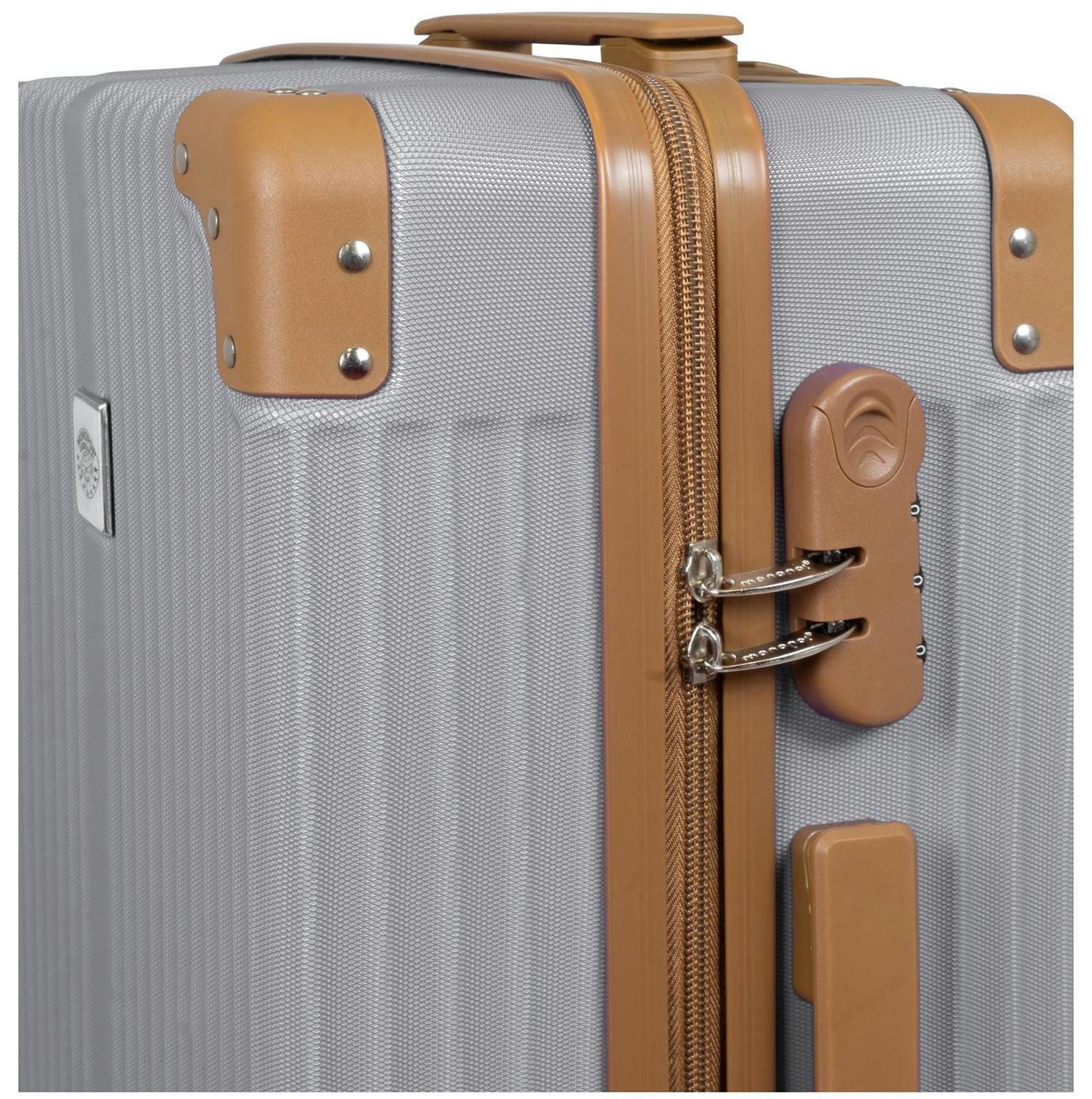 Warenhandel König Trolleyset Bardabos, 4 Rollen, (Gr. M, L und XL, 3 tlg., Hartschalen Trolley Set), Hartschale, braune Eckenschützer, aufrecht rollbar