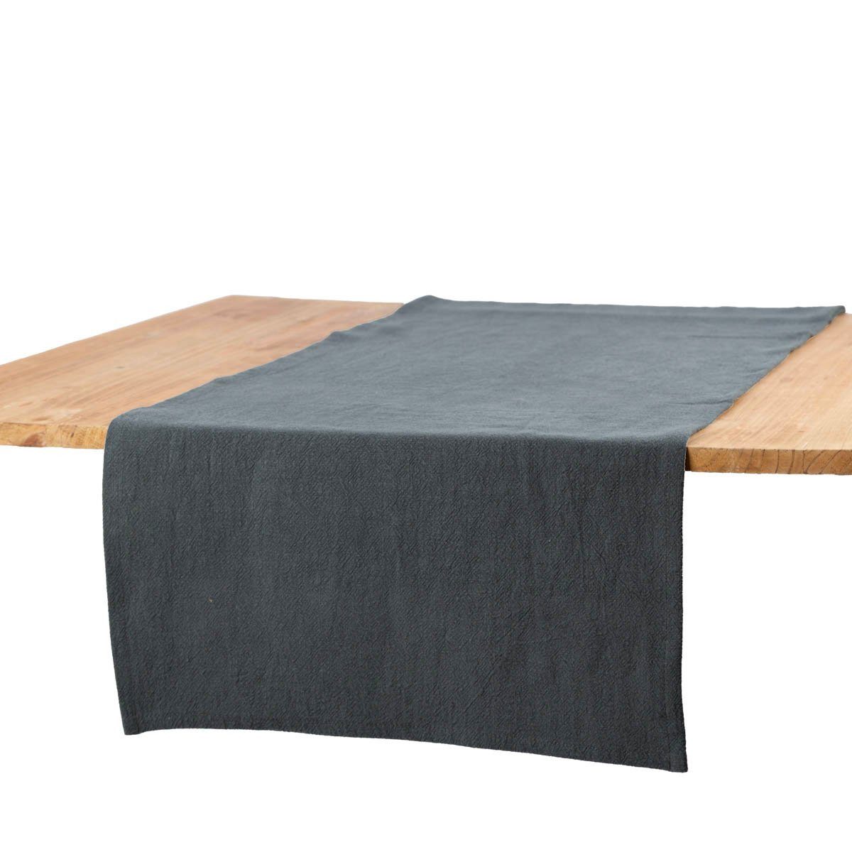 SCHÖNER LEBEN. Tischläufer Tischläufer Leinen mit BW dunkelgrün 40x160cm von SCHÖNER LEBEN., handmade