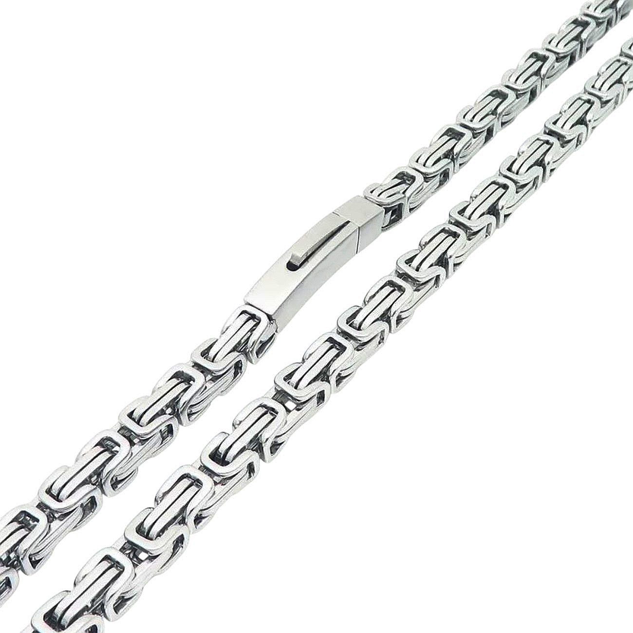 KARMA Königskette aus massivem robustem Edelstahl, PVD-beschichtet wasserfest Silber (Geschenk für Ihn, 1-tlg., Herrenschmuck Halskette antiallergisch), Länge 65 cm, Breite 0m6 cm