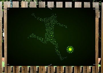 Wallario Sichtschutzzaunmatten Fußball - ein Spieler aus tausend Sternen in grün