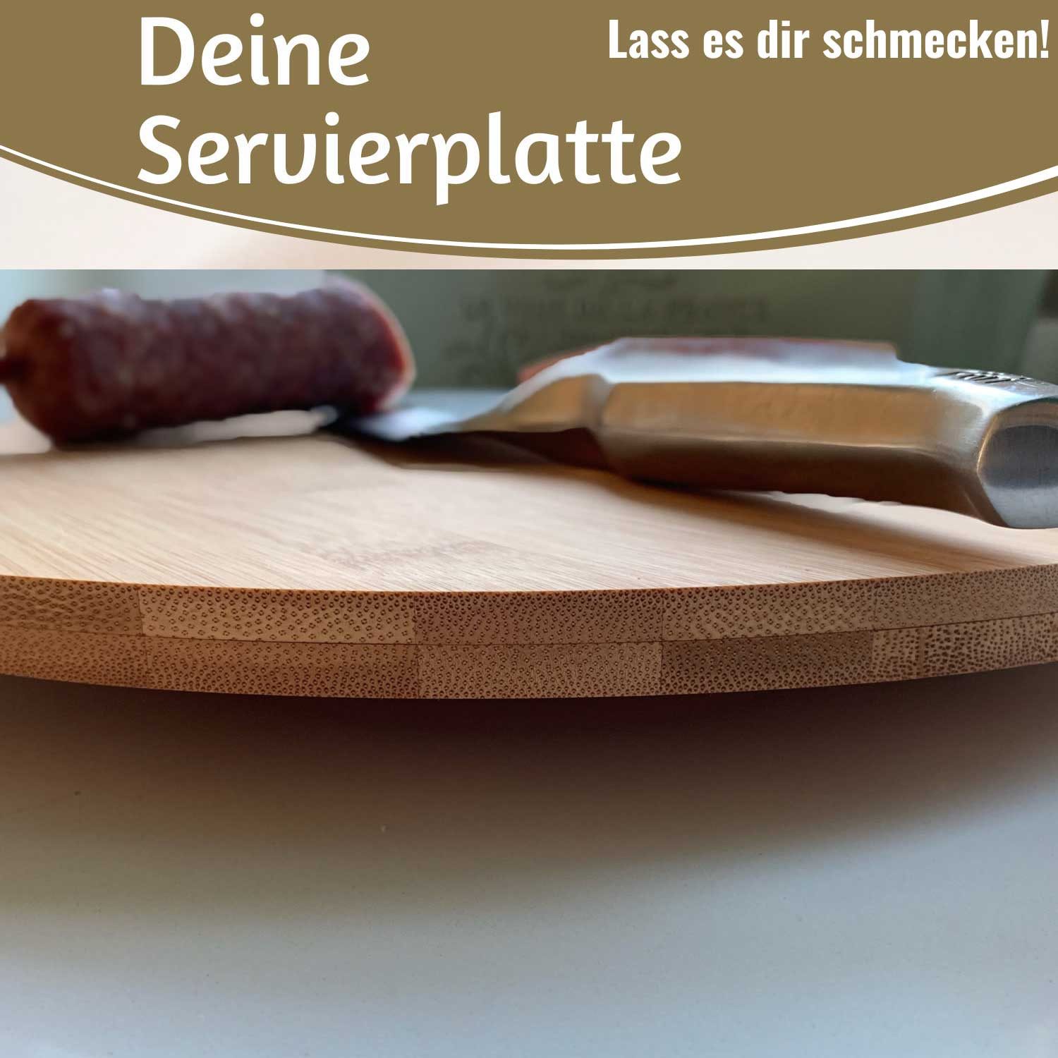 LS-LebenStil Servierteller XL Holz Drehteller 35cm Bambus drehbar Servierbrett Drehtablett, Holz, (FSC zertifiziert, Servierteller Servierplatte Serviertablett, – Bild 4 von 5