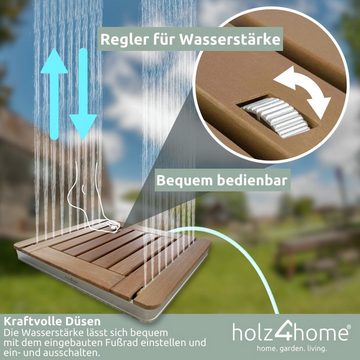 holz4home Gartendusche Bodendusche, Pooldusche, Teakholz, rund, verst. Wasserstrahl