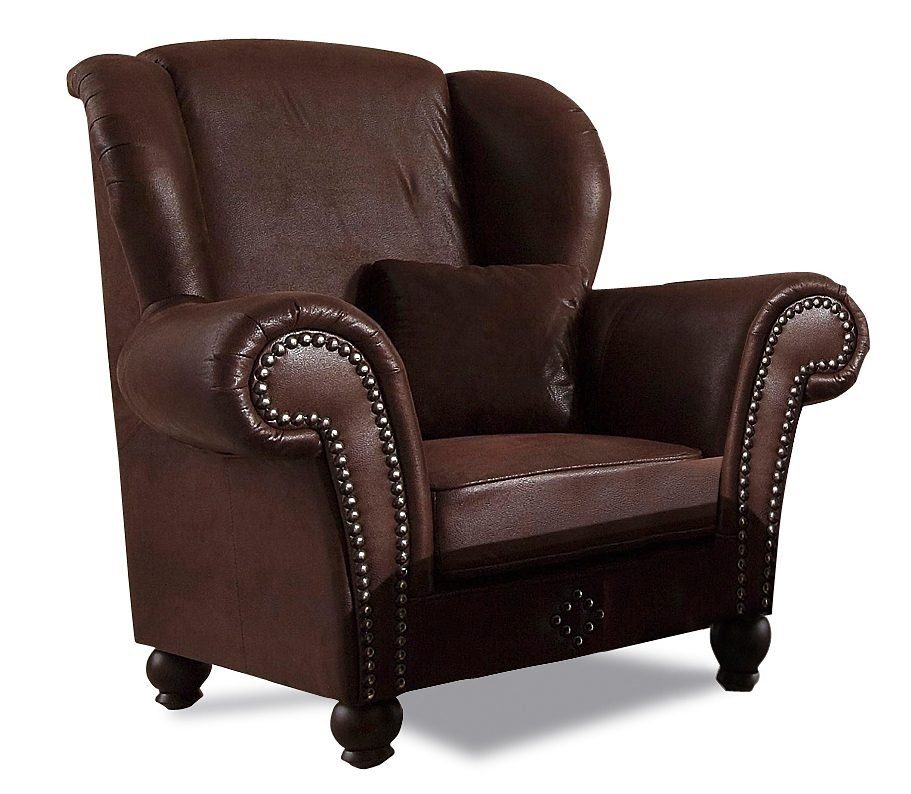 Home affaire Sessel King George gemütlicher Ohrensessel mit Ziernägeln, mit günstig online kaufen