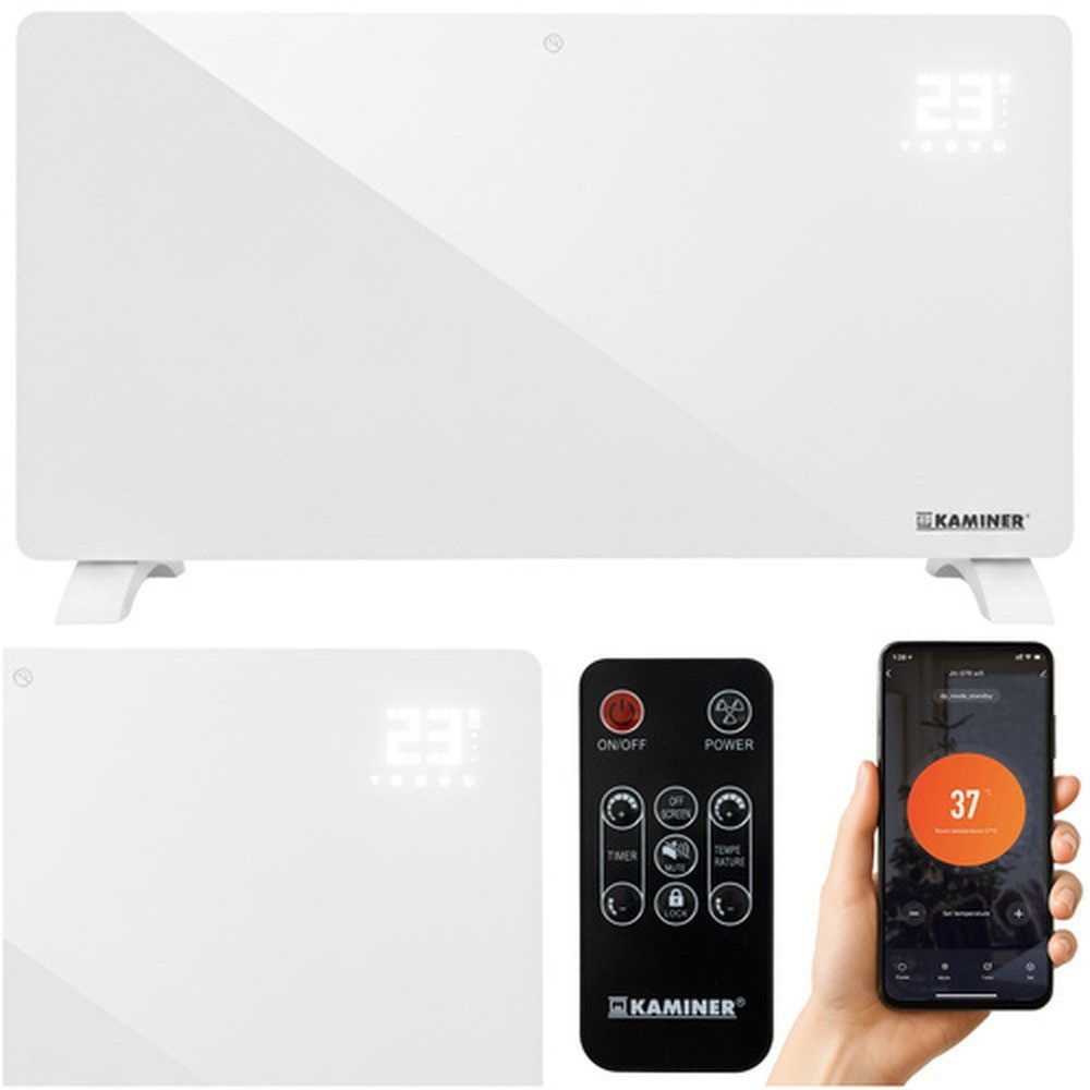 Kaminer Elektro-Heizkörper Elektrischer Glasheizkörper App-Steuerung, alle Funktionen bequem vom Sofa aus steuern