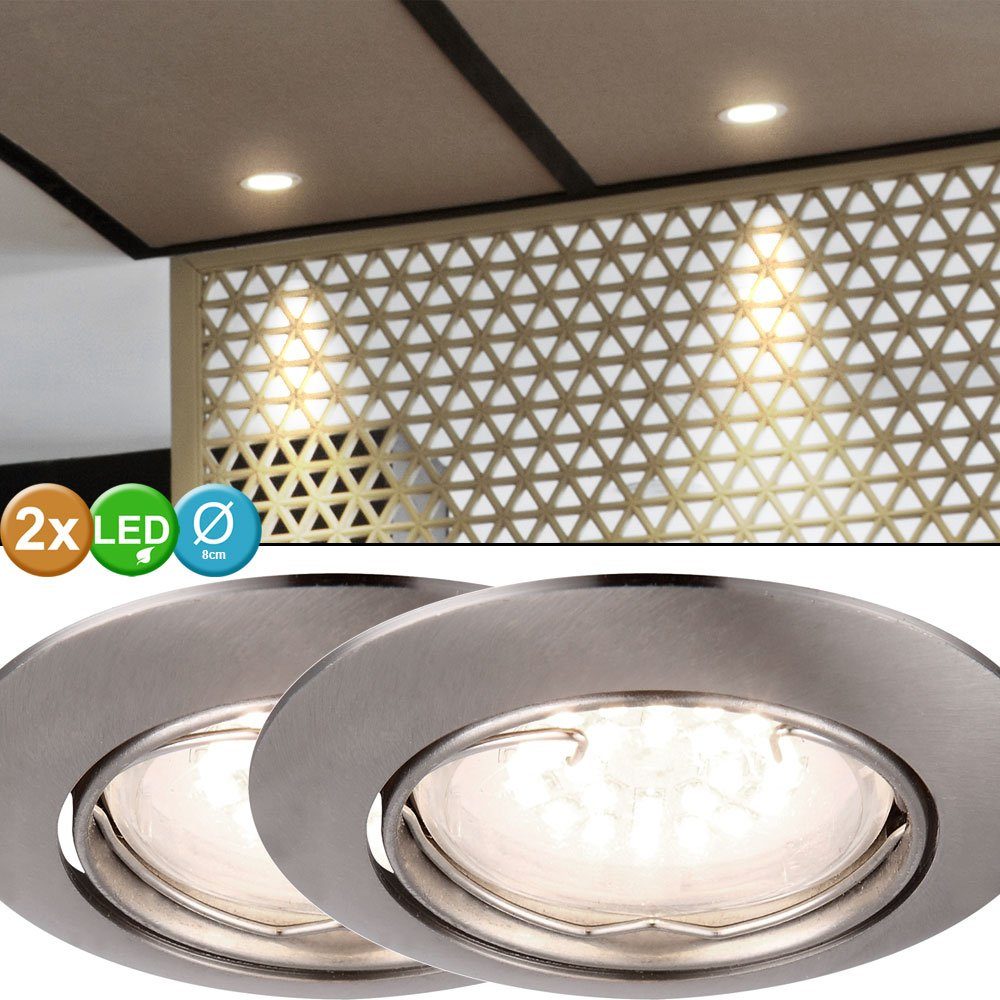 etc-shop LED Einbaustrahler, 2x LED Decken Einbau Lampen Gäste Schlaf  Zimmer Leuchten ALU Spot verstellbar
