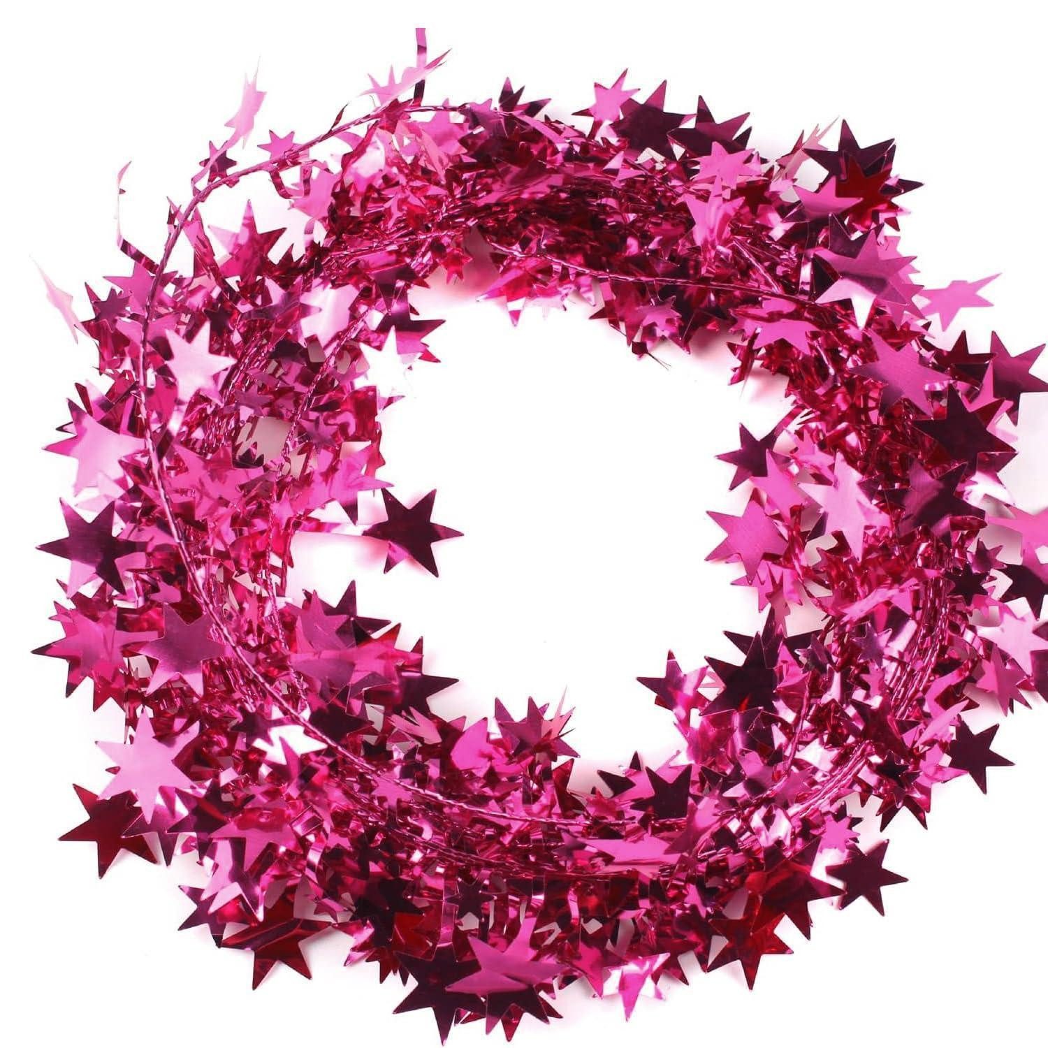 LuxusKollektion Girlanden Lametta Girlande Sterne 7,5m Rose