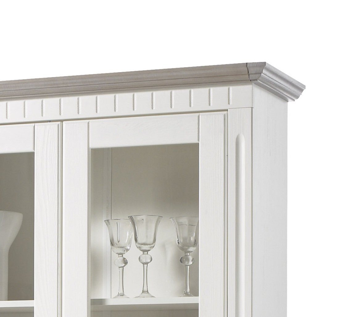 Empinio24 Vitrine Cordoba Breite 106 cm, Kiefer massiv weiss, im Landhausstil – Bild 2 von 5