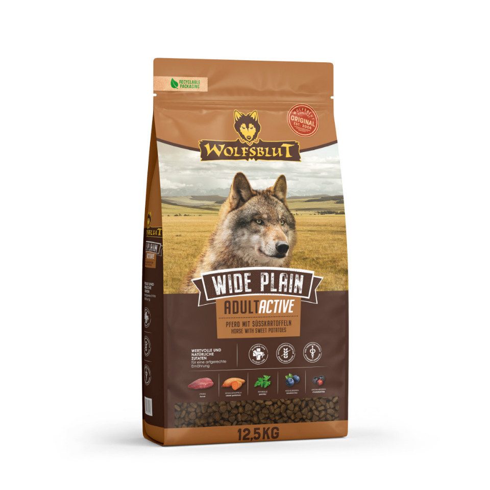 Wolfsblut Wide Plain Active - hypoallergenes Trockenutter für aktive Hunde, Trockenfutter für: Hunde