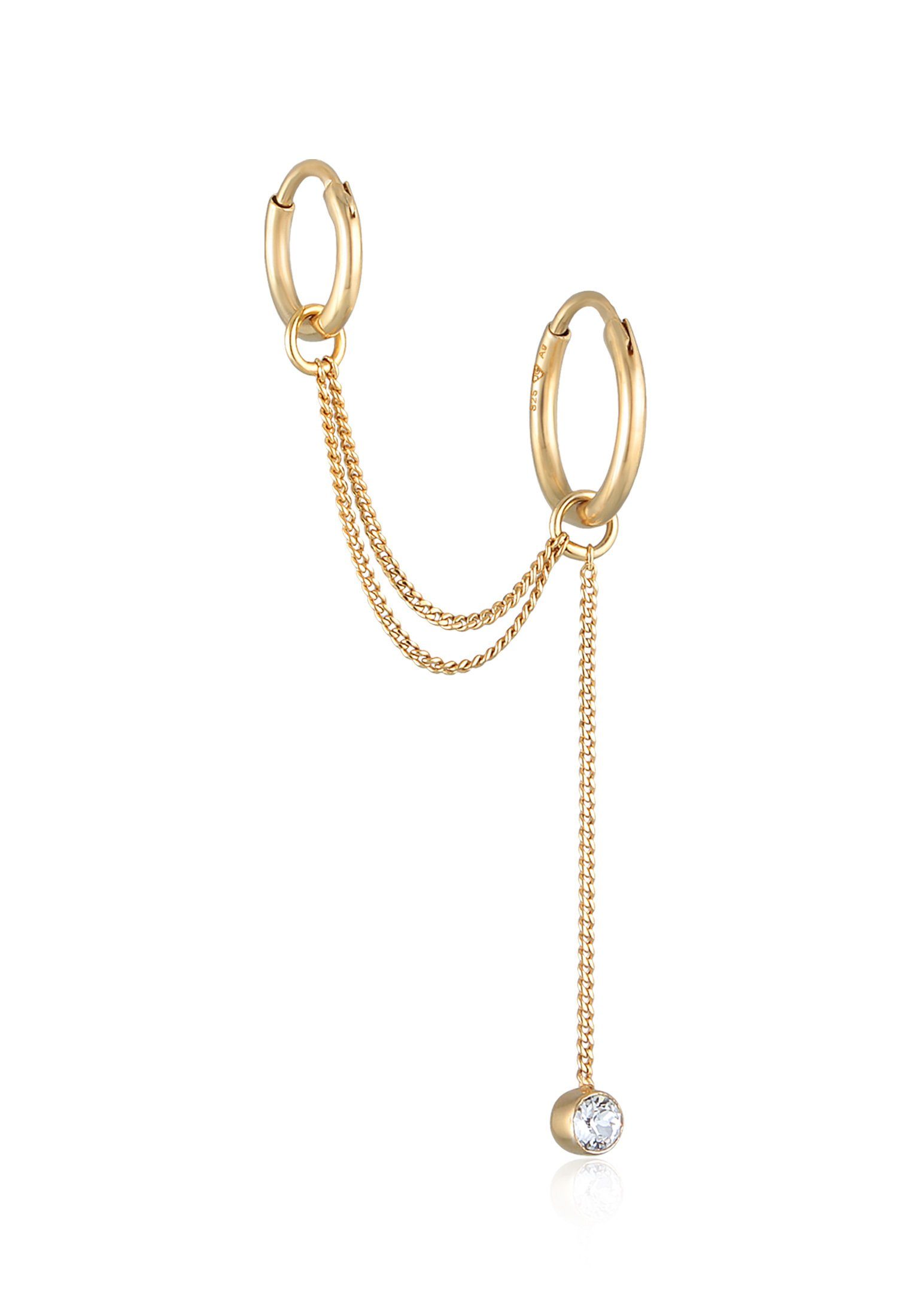 Paar Creolen Ear Chain Creolen Kristall Modern 925 Silber