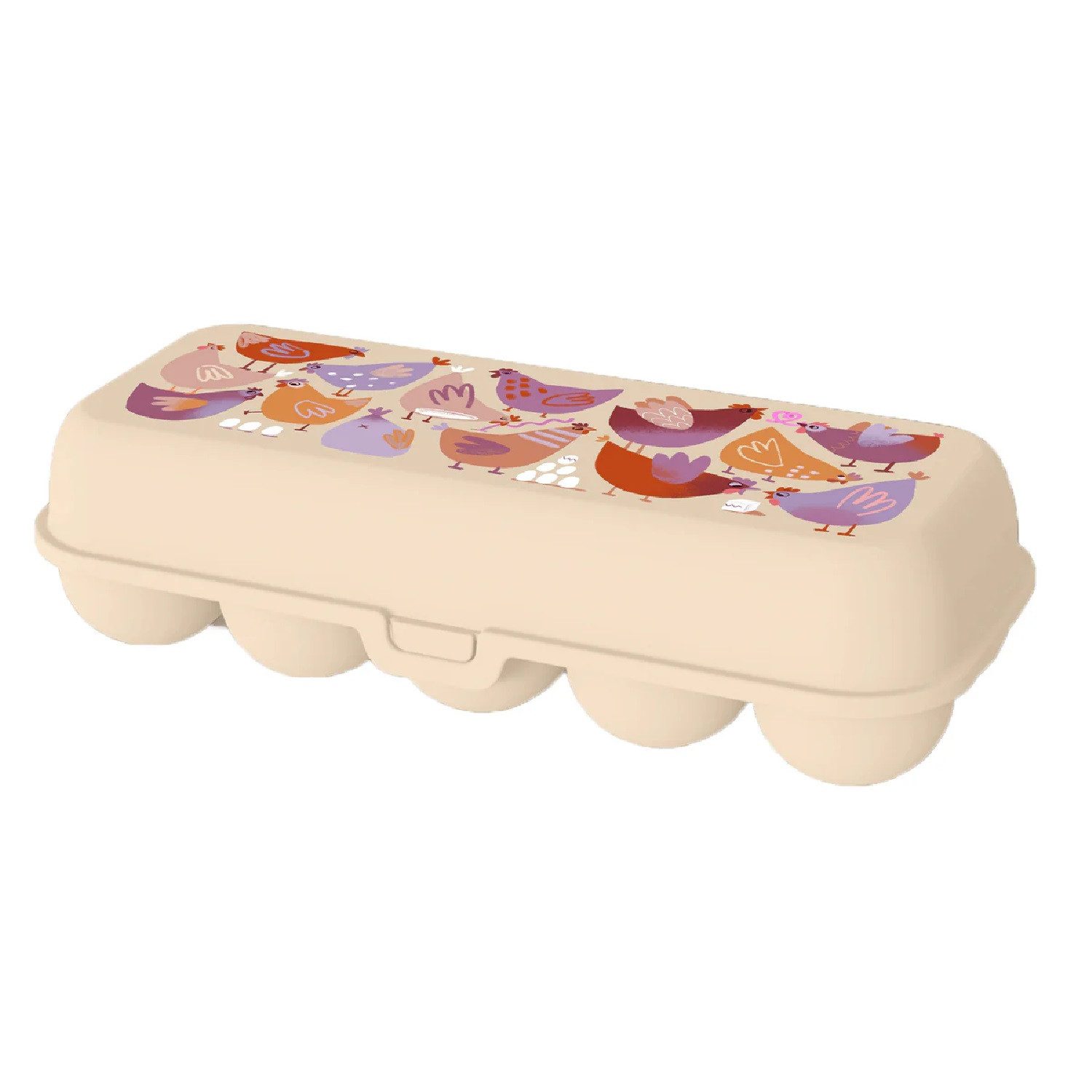 KOZIOL Eierkorb Eierbox Eggs To Go creative chicks, almond, Kunststoff