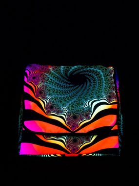 PSYWORK Tragetasche Schwarzlicht Umhängetasche Neon "Fractal Dimension III", UV-aktiv, leuchtet unter Schwarzlicht