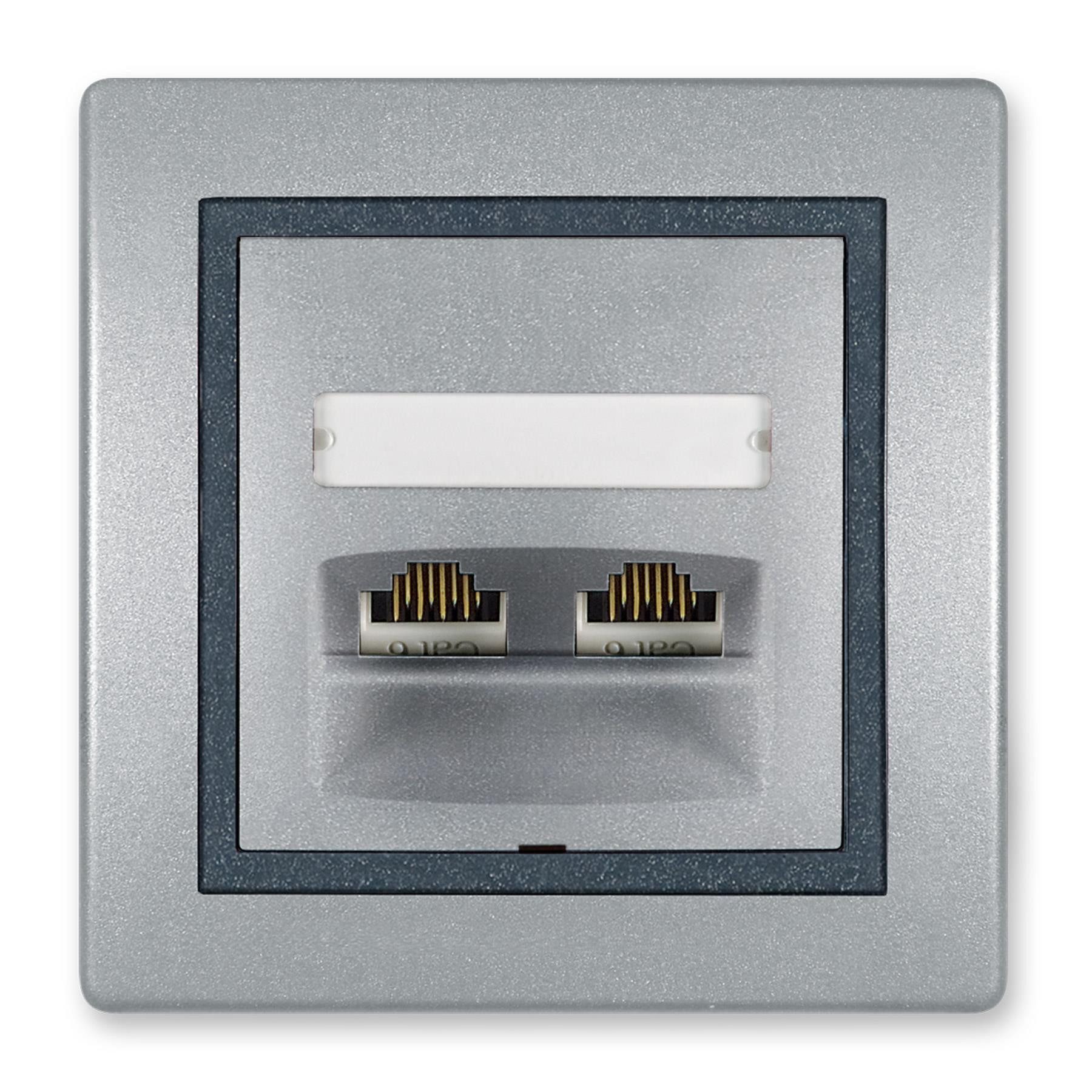 Steckdose Telefondose 2-fach RJ12 6/6 Keystone Cat 3 Silber