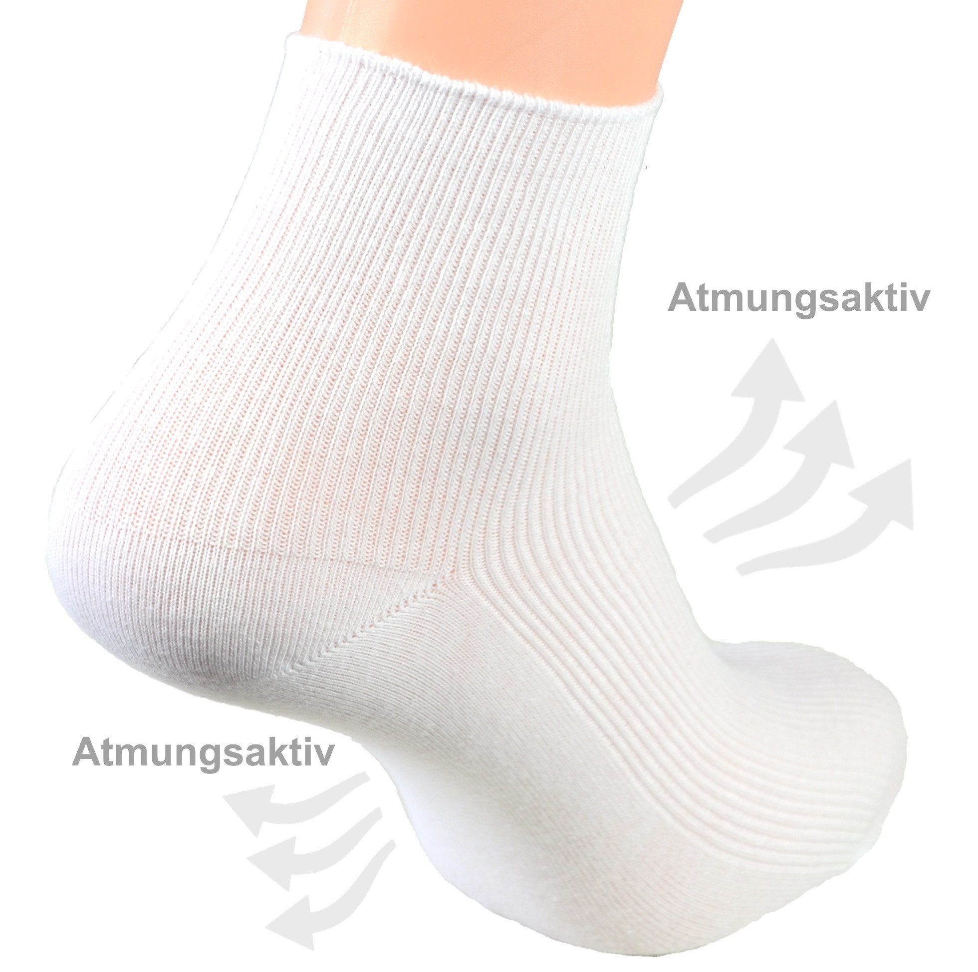 Cocain underwear Gesundheitssocken Kurze Socke ohne Gummi weiss Kurzsocken Arztsocken kein Gummi 100 Bw. (20-Paar) ohne einschneidenden Gummibund, handgekettelt