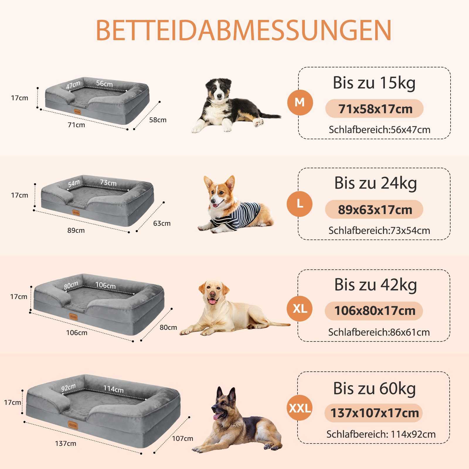 nobleza Hundematratze Orthopädisches Hundebett Waschbar Hundesofa Wasserdicht