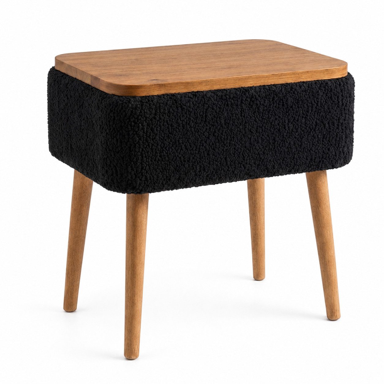 Skye Decor Nachttisch Snug Japandi (1-St), Teddy-Optik mit Buchenholzbeinen