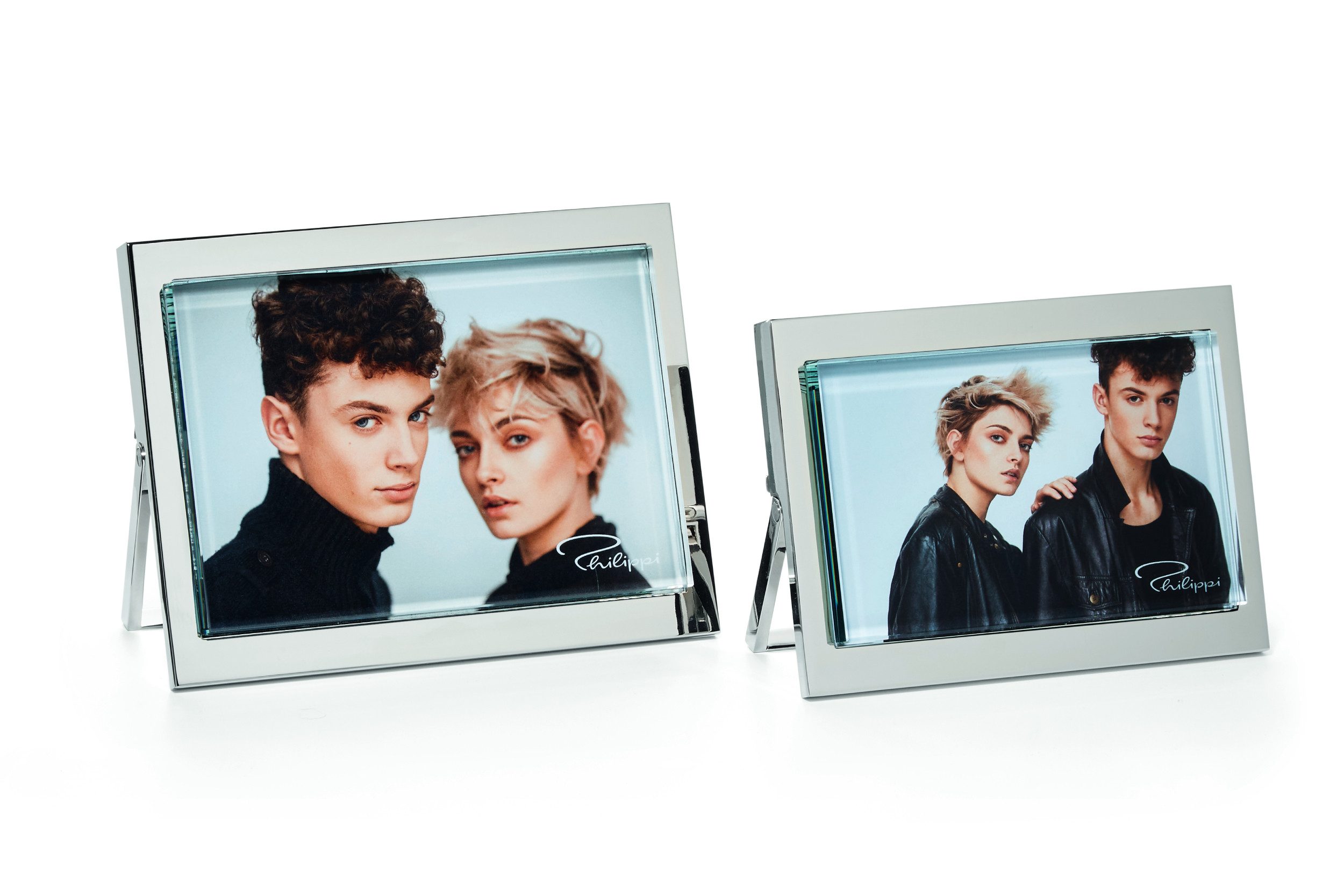 PHILIPPI Bilderrahmen Collage, 13 x 18 cm Metallguss, Nickel, hochglanzpoliert,12 mm Glas