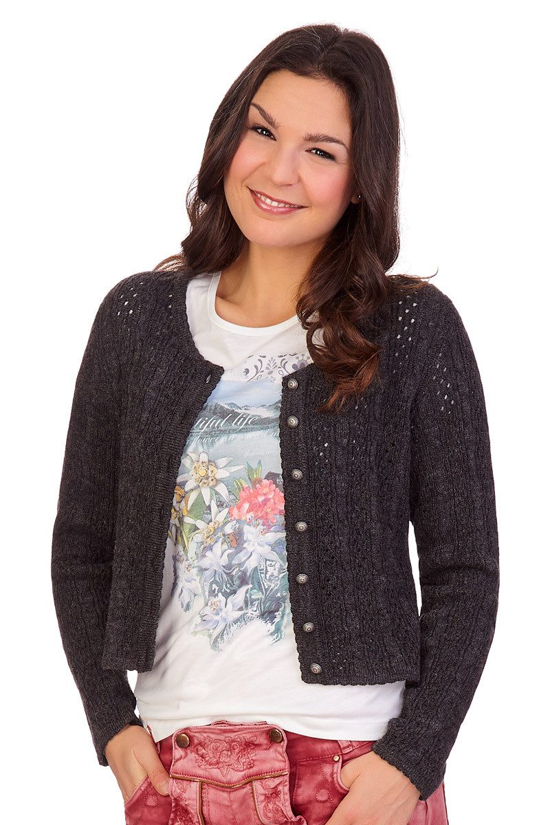 Trachtenjacke Trachten Strickjacke - MIARA - anthrazit, natur