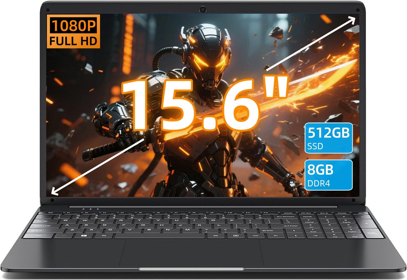 MENGHU 15,6" Laptop 180° Full HD Intel i3-5005U, 8GB RAM 512GB SSD Windows 11 Notebook (Intel Core i3-5005U, 8 GB, 512 GB SSD)