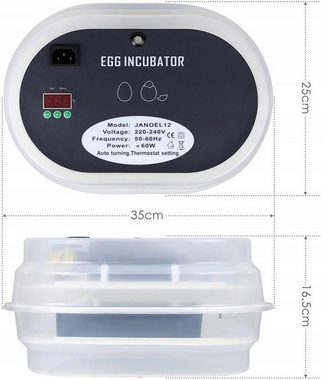 Amzdeal Reptilieninkubator Inkubator Brutmaschine Brutkasten Brutapparat, vollautomatisch, mit Temperaturfühler, für 12 Eier, Temperaturanzeige