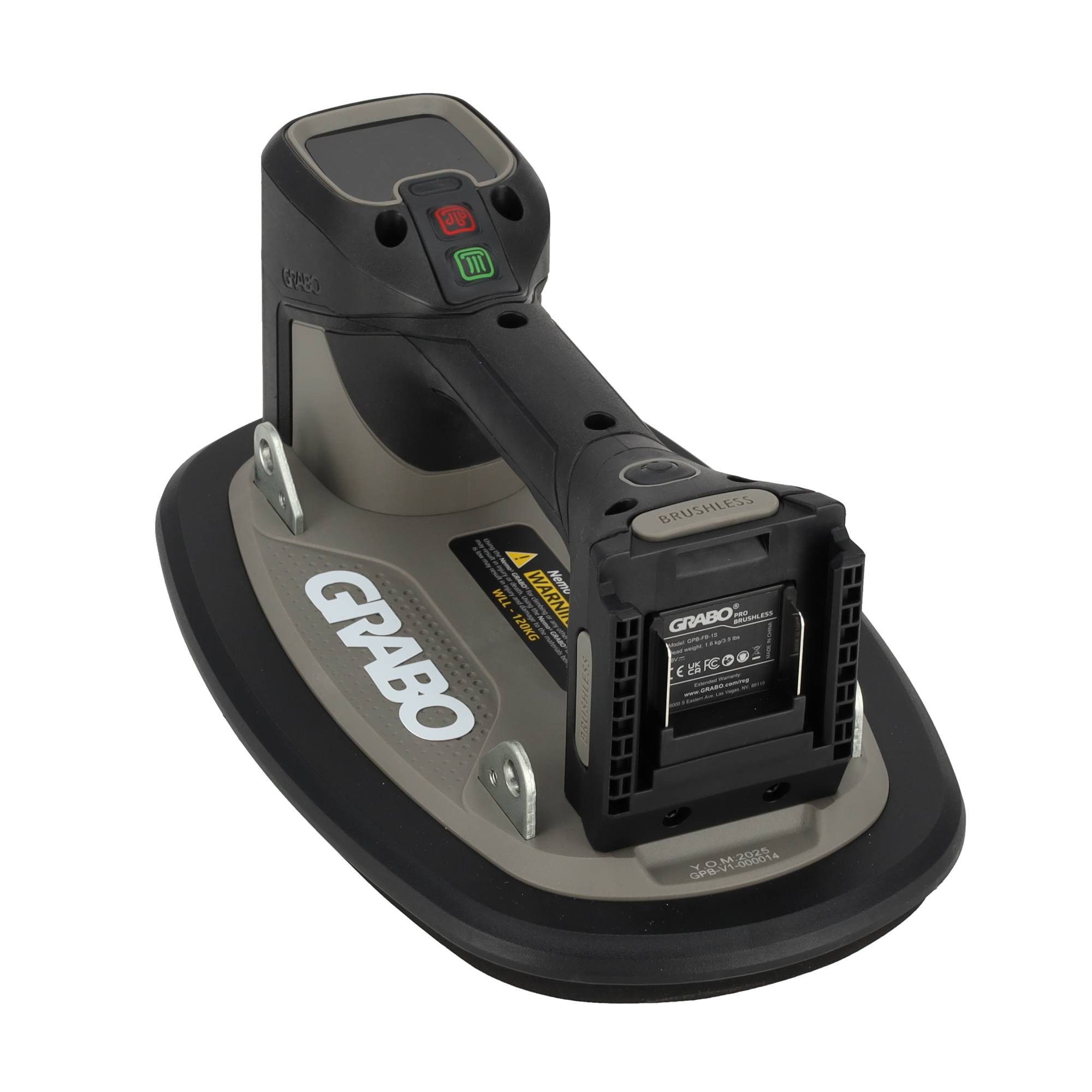 GRABO Saugheber GRABO Pro Brushless digitaler Saugheber, 120kg, Marken Akku-kompatibel, max. 120 kg Traglast, GPB, -], GRABO Brushless mit Funkfernbedienung in Textiltasche, Marken Akku-kompatibel