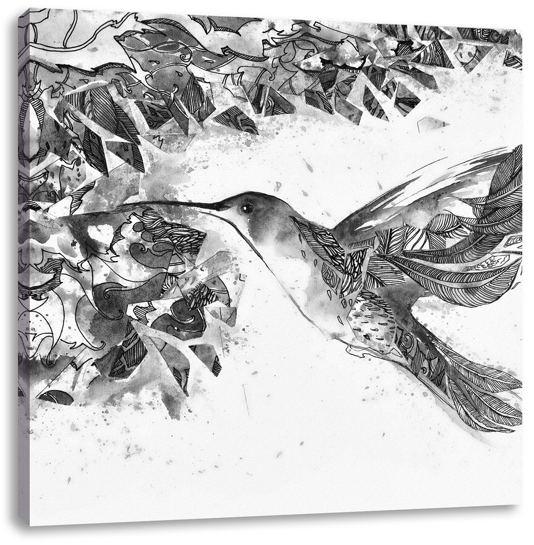 Pixxprint Leinwandbild Kolibri Kunst, Kolibri Kunst (1 St), Leinwandbild fertig bespannt, inkl. Zackenaufhänger